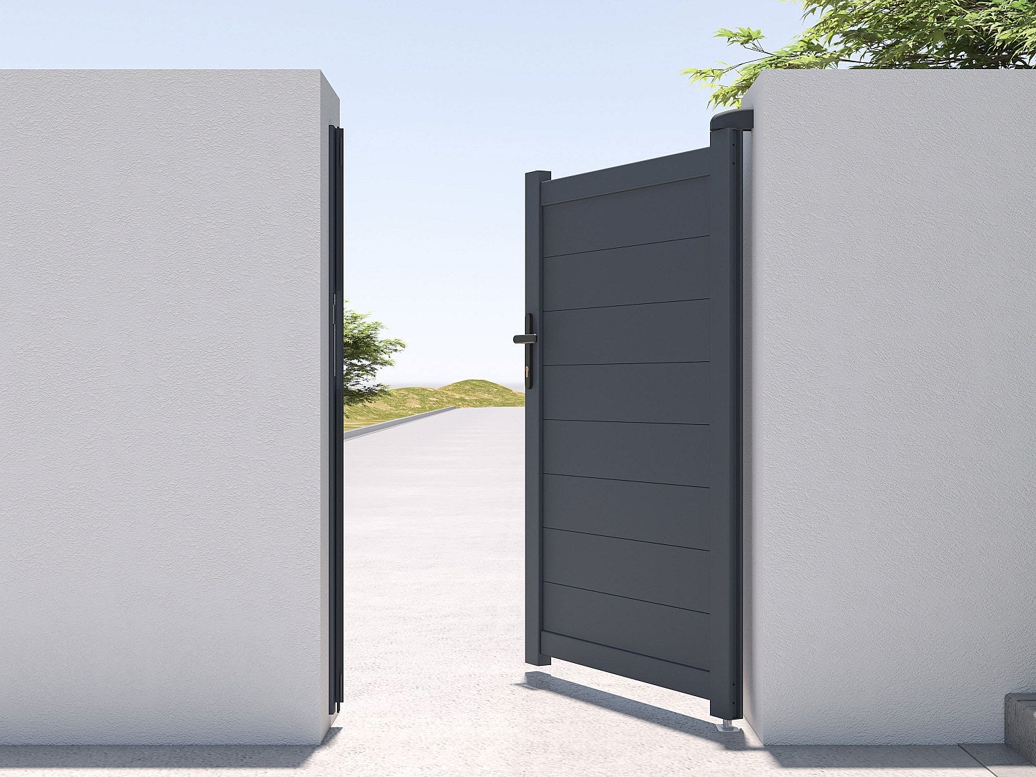 Portillon battant aluminium plein L103 x H150 cm anthracite - NAZARIO - 2