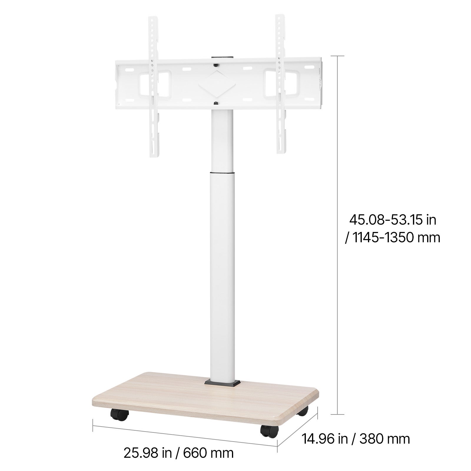 Support TV SucceBuy mobile a roulettes, compatible avec ecrans de 812,8 a 1778 mm, rotation laterale a 25°, capacite 45 kg, VESA jusqua 600 x 400 mm - 9