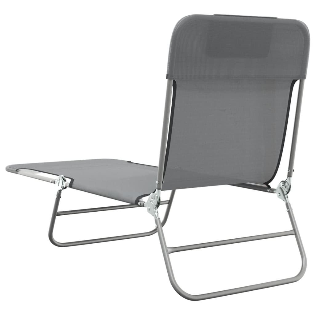 Lot de 2 Chaises longues | Bain de soleil | Transat de relaxation pliables gris textilène et acier CFW599823 - 6