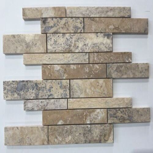 Albedo Pierre Mosaïque en Travertin Philadelphia Aiguisé Stripes