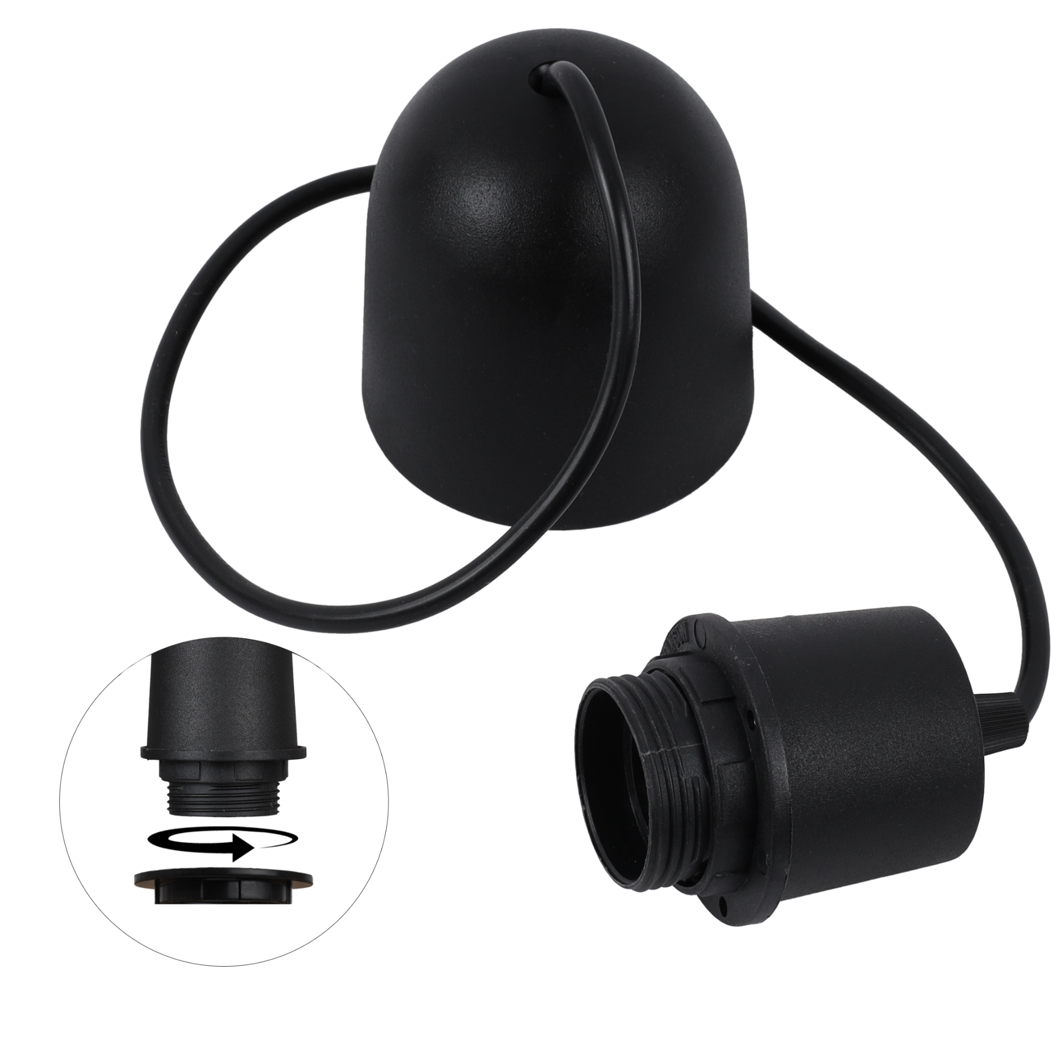 Zawiesie do lampy wiszącej 75cm oprawka kielich E27 czarny