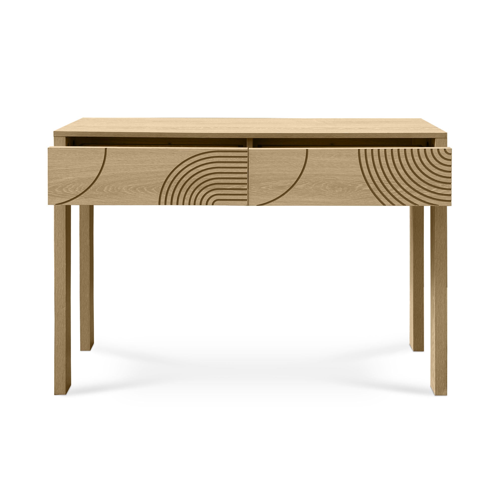 Console scandinave 100cm 2 tiroirs finition chêne SASKIA - 5