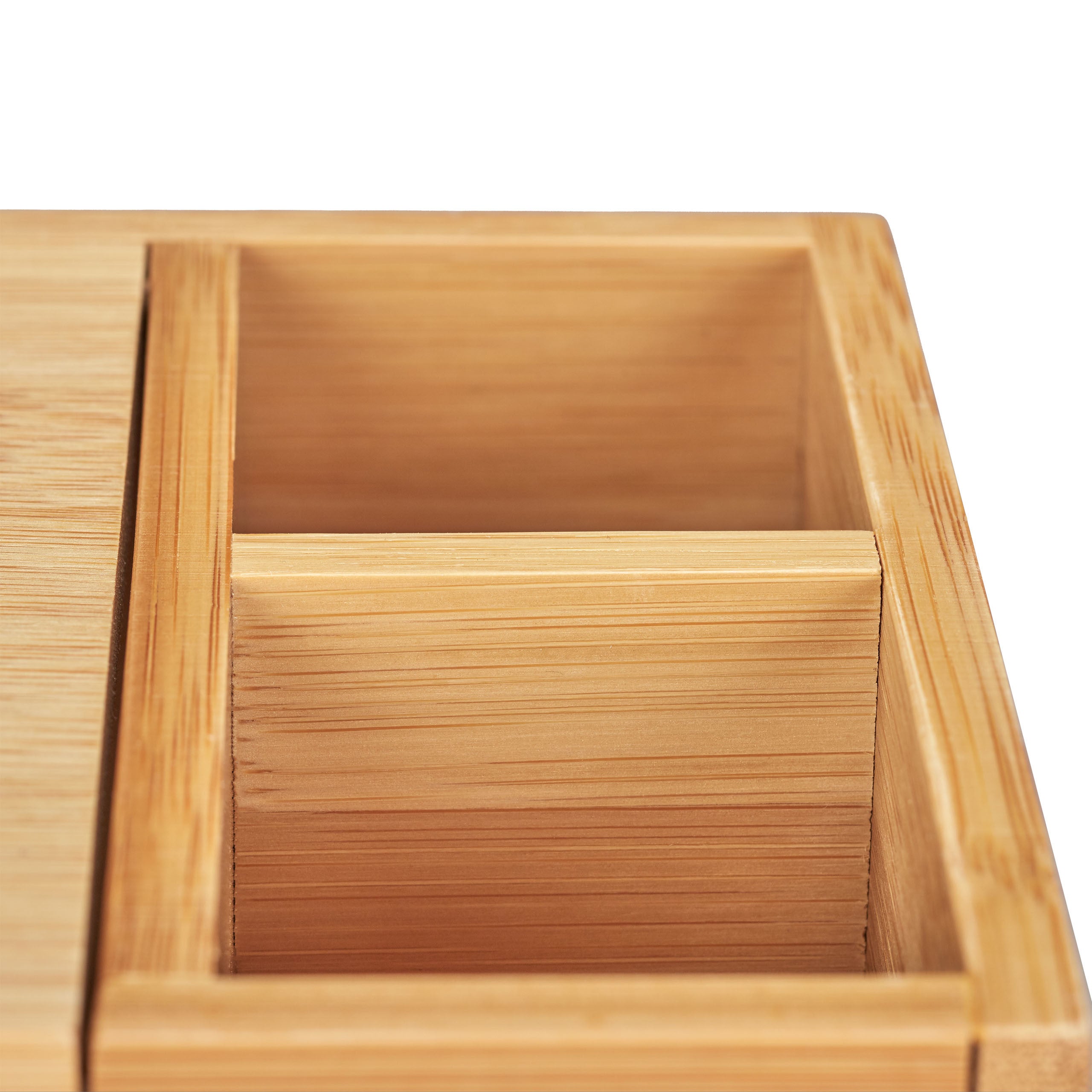 Distributeur de mouchoir avec couvercle, salle de bain, 2 compartiments, bambou, 9 x 30,5 x 14,5 cm, naturel, Relaxdays - 7