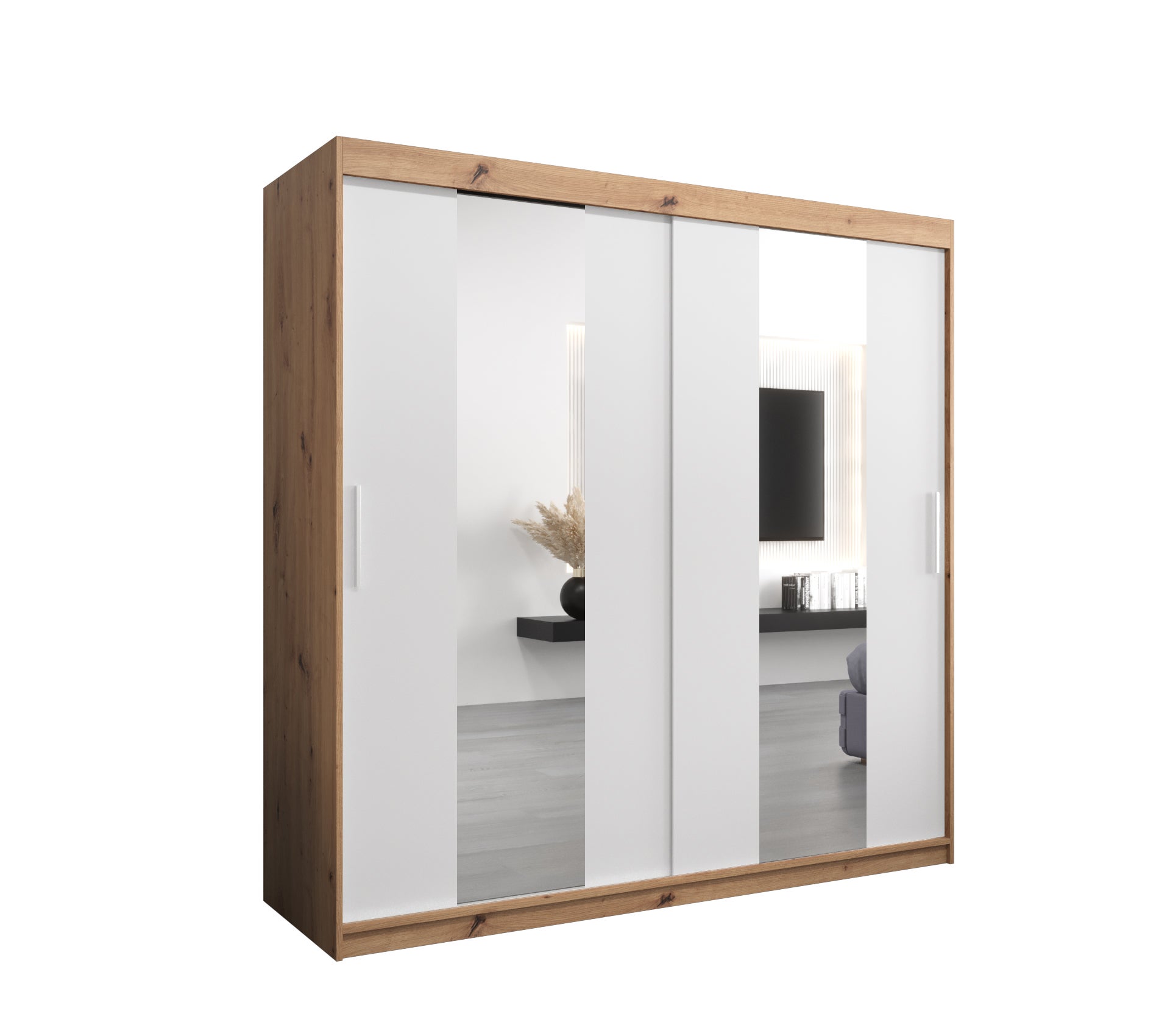 Szafa przesuwna garderoba POLE 200 x 62 x 200 cm Artisan + Biały - Abiks Meble