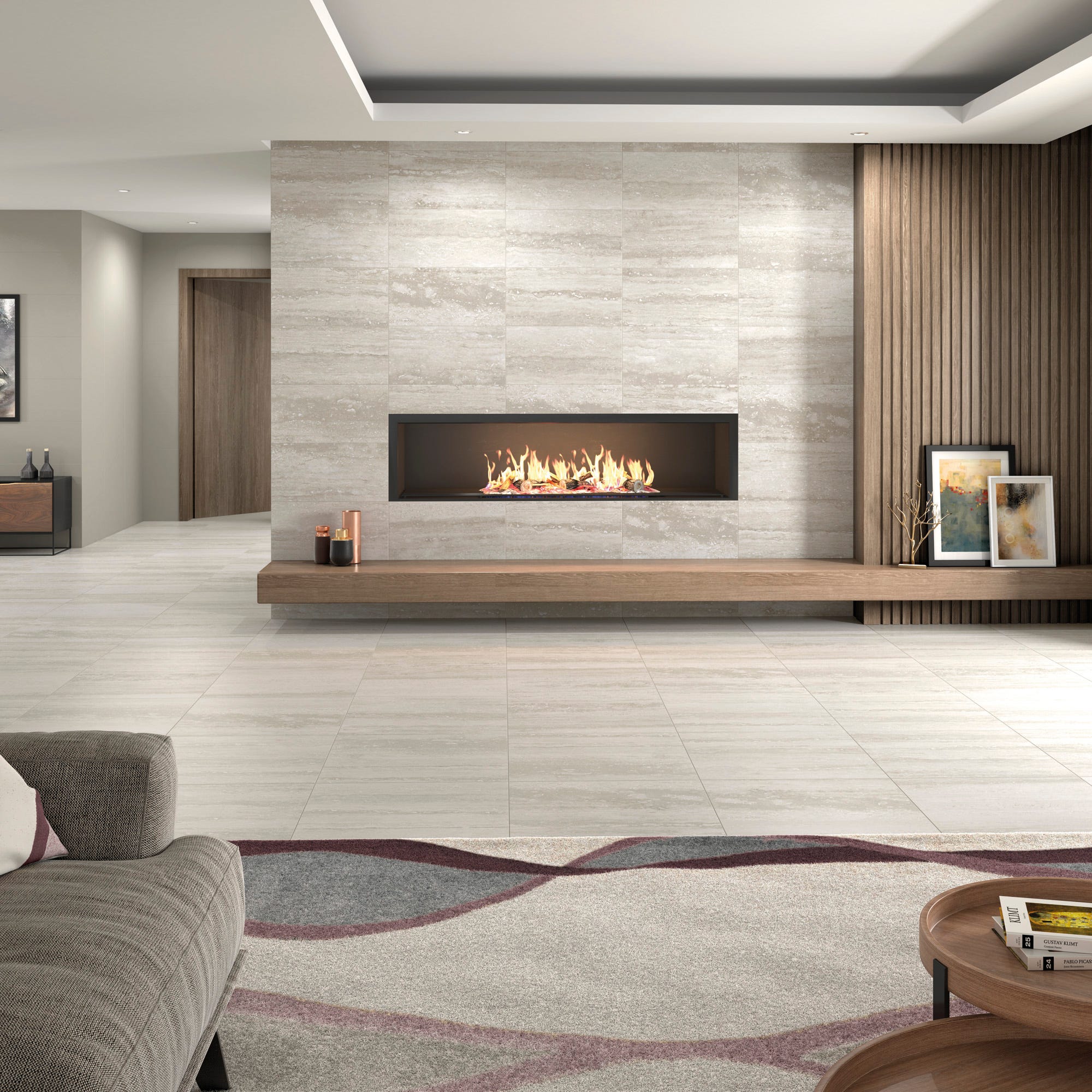 Grès cérame - PURE TRAVERTINE - GREY - 60x60 | Leroy Merlin