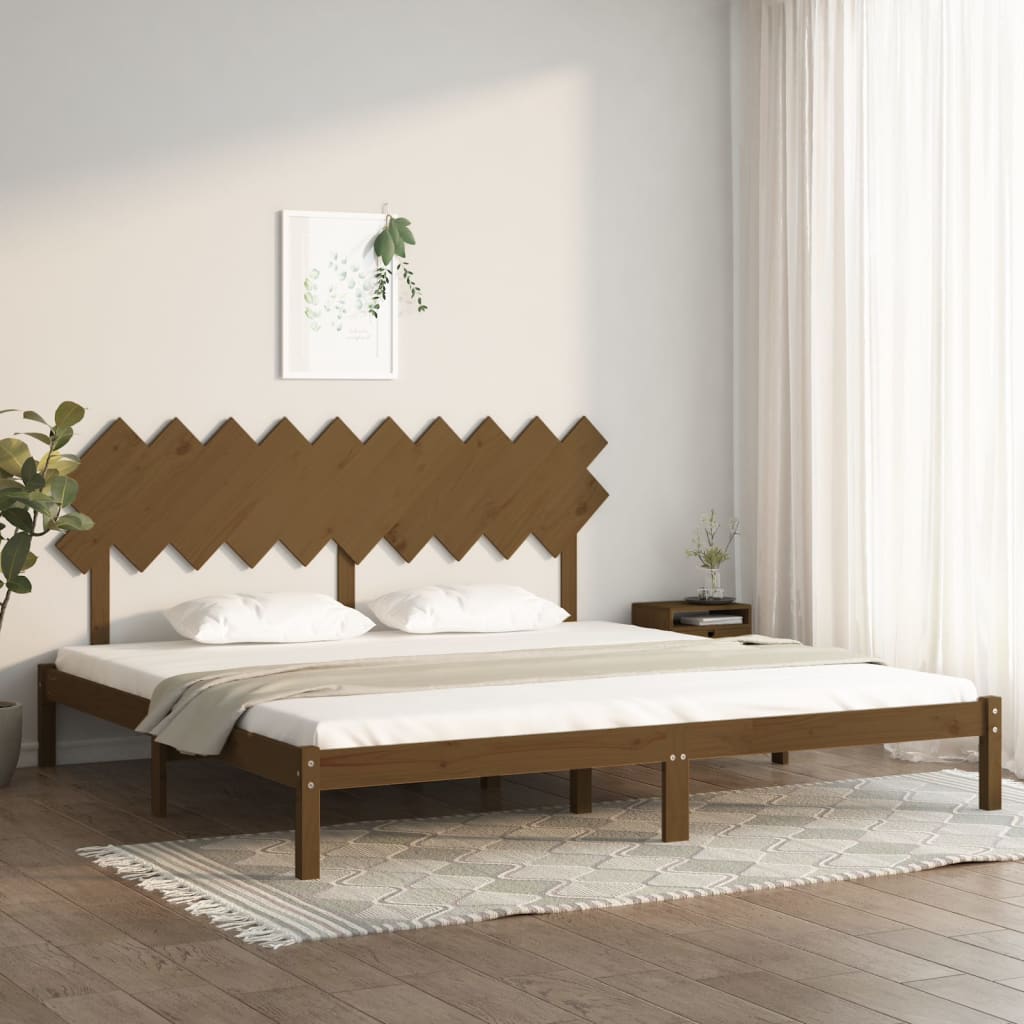 Łóżko Drewniane Brązowe Rama Łóżka Ze Stelażem Drewniana Do Sypialni Pokoju 200 x 200 cm