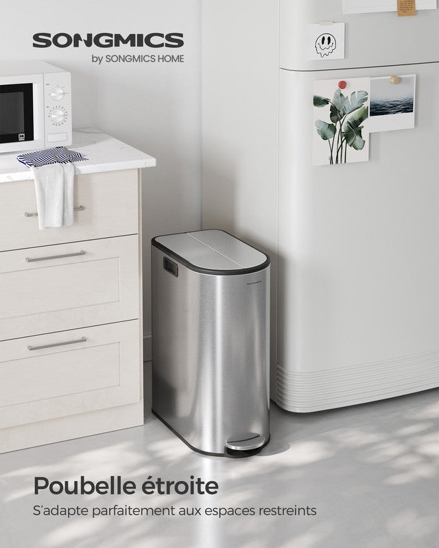 Poubelle De Cuisine 13 Litres Avec Couvercle à Pression - Design Fin, Pour Salle De Bain, Chambre Ou Bureau