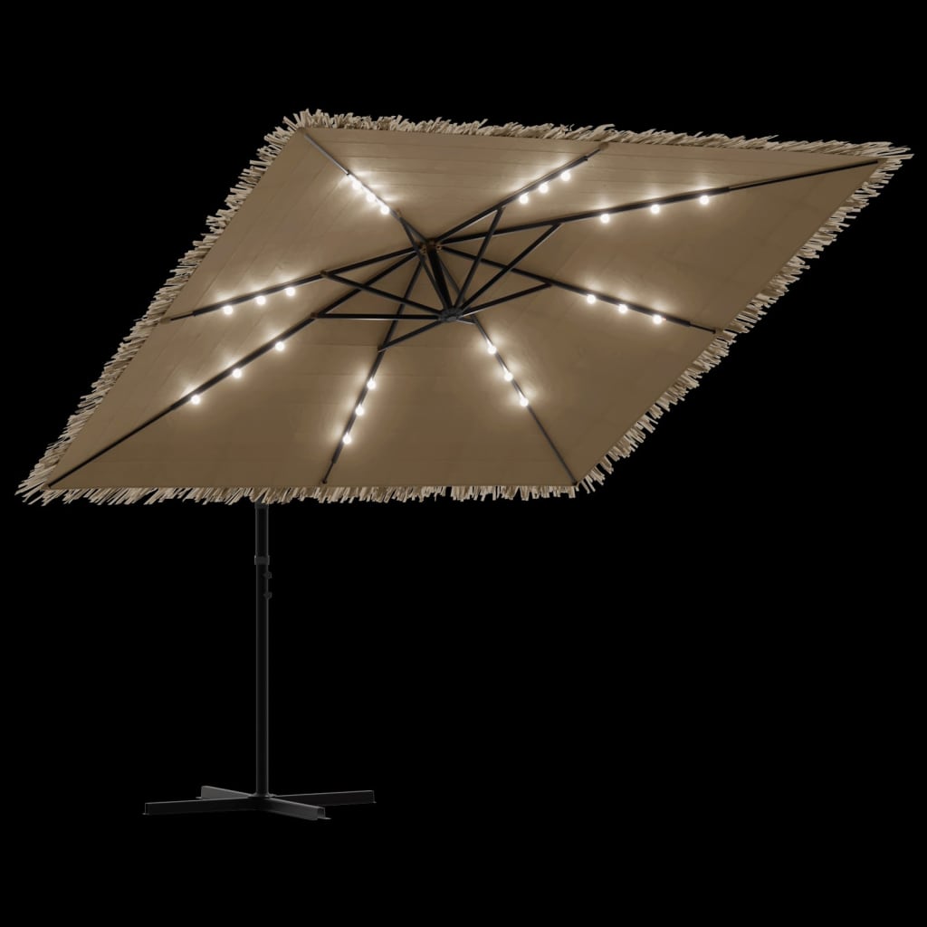 Parasol de jardin avec LED et mât en acier marron 246x246x230cm vidaXL - 9
