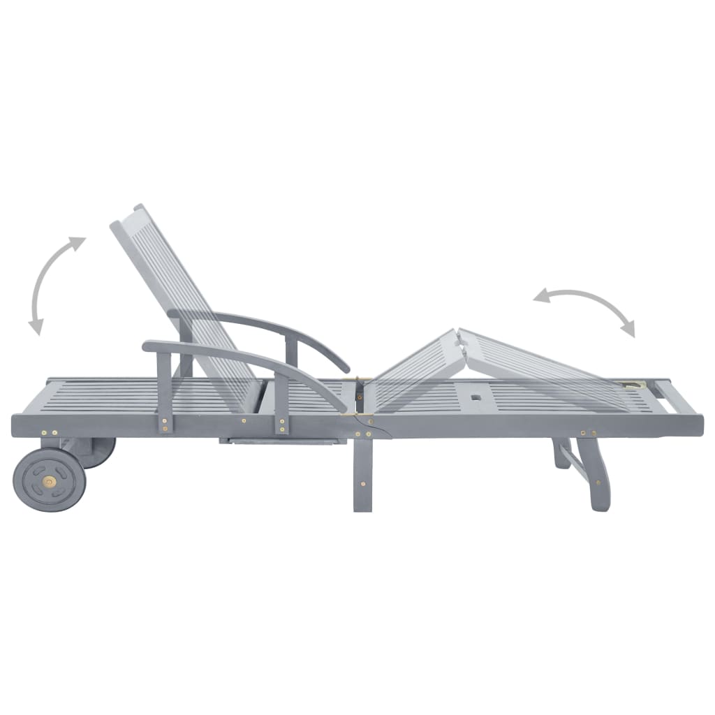 Chaise longue de jardin avec coussin Bois d'acacia solide - 8