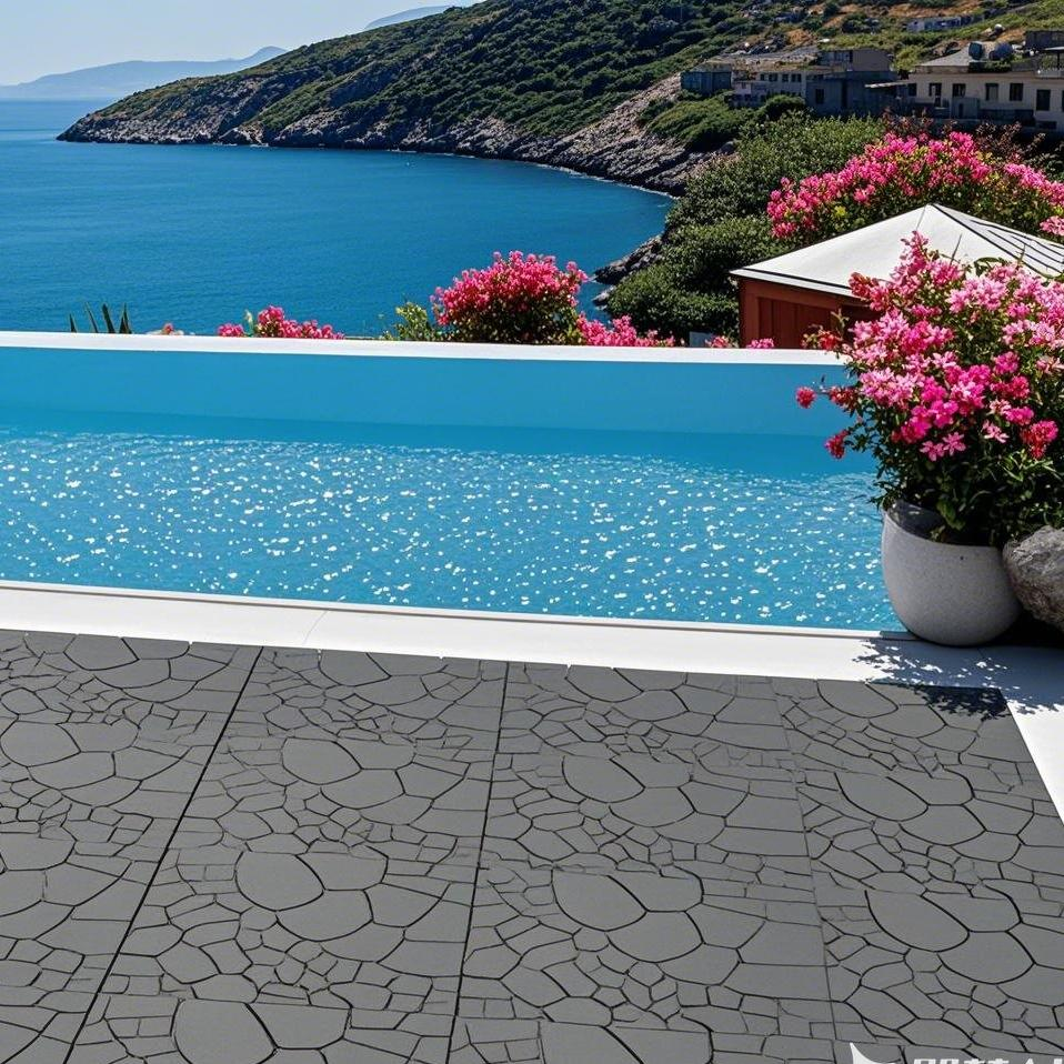 Lot de 44 dalles de terrasse de 30 cm (12 pouces) à motif pierre, dalles modulaires emboîtables à poser soi-même, installation facile et rapide - 4