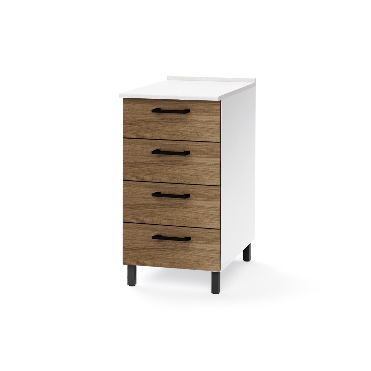 Iperbriko  Cajonera De Cocina 4 Cajones En Madera Nobilitada Noce Natural 85X50x40 , Leroy Merlin