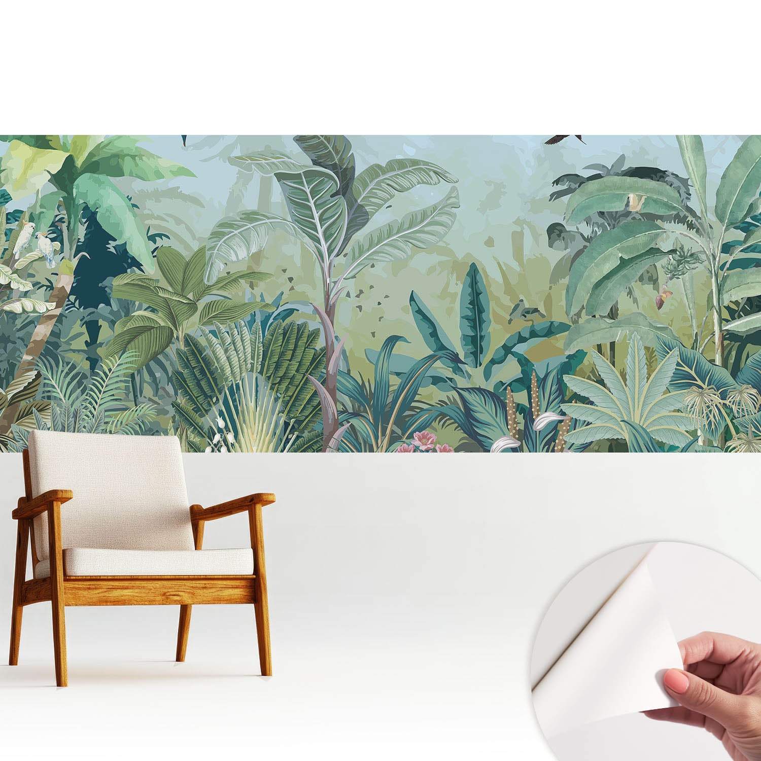 Tapeta samoprzylepna dekoracyjna stylowa nowoczesny motyw - wysoka jakość trwała powierzchnia 250x104 cm - Egzotyczna dżungla pełna zieleni TULUP