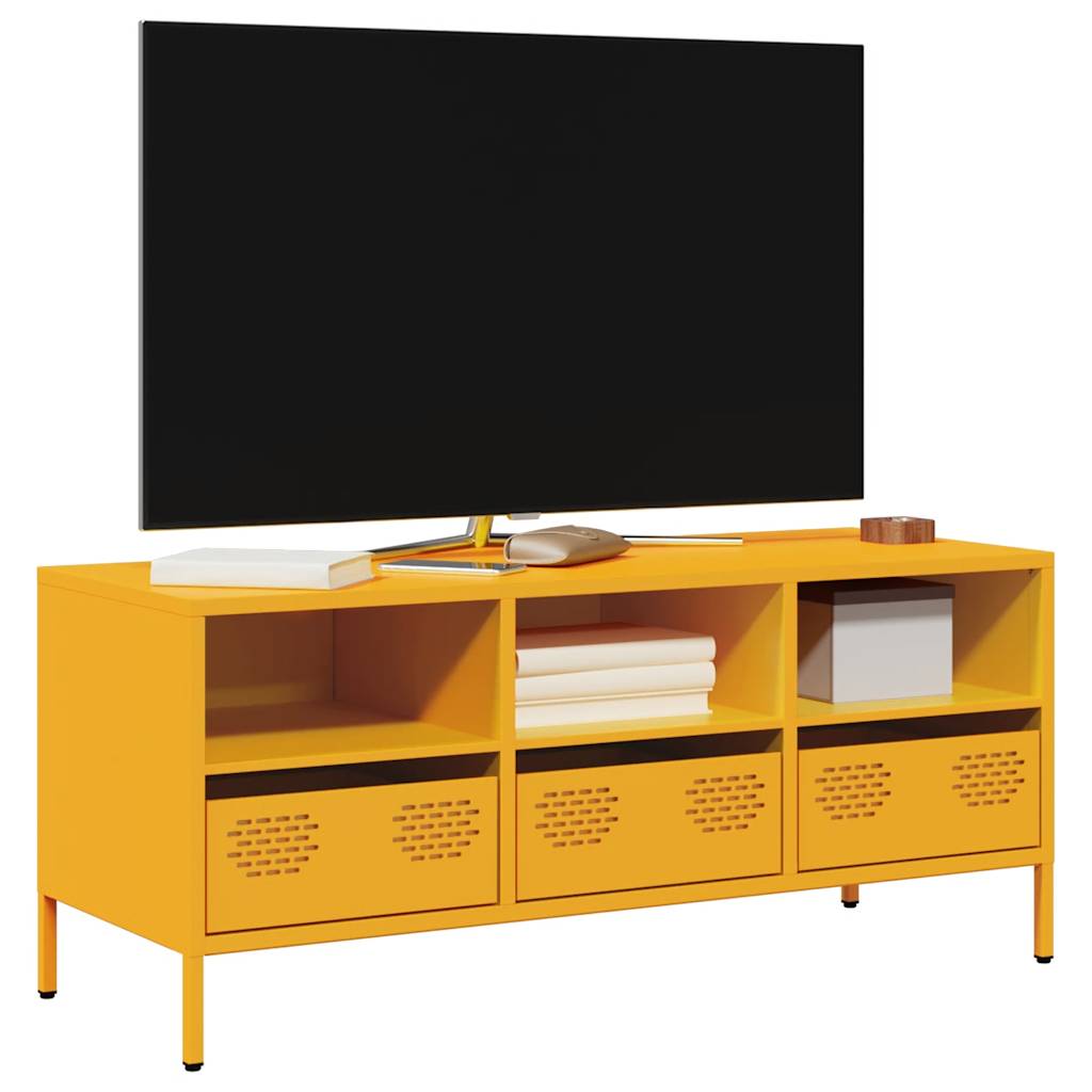 Móvel TV | Armário de TV 101 | 5x39x43 | 5 cm aço laminado a frio amarelo mostarda CFW55922 - 2