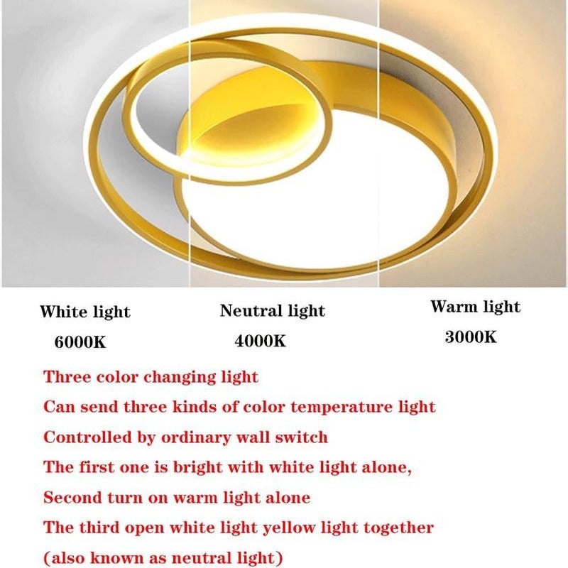 Modern round black and white dimmable 3-color LED ceiling light for ...