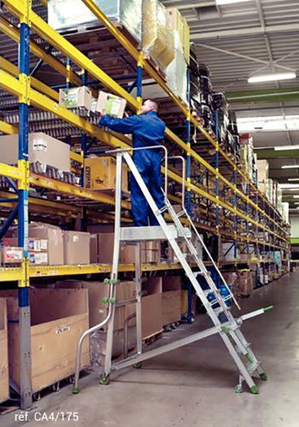 Escabeau roulant 8 marches - Hauteur max. de travail 3.74m - CA4/175 - 3