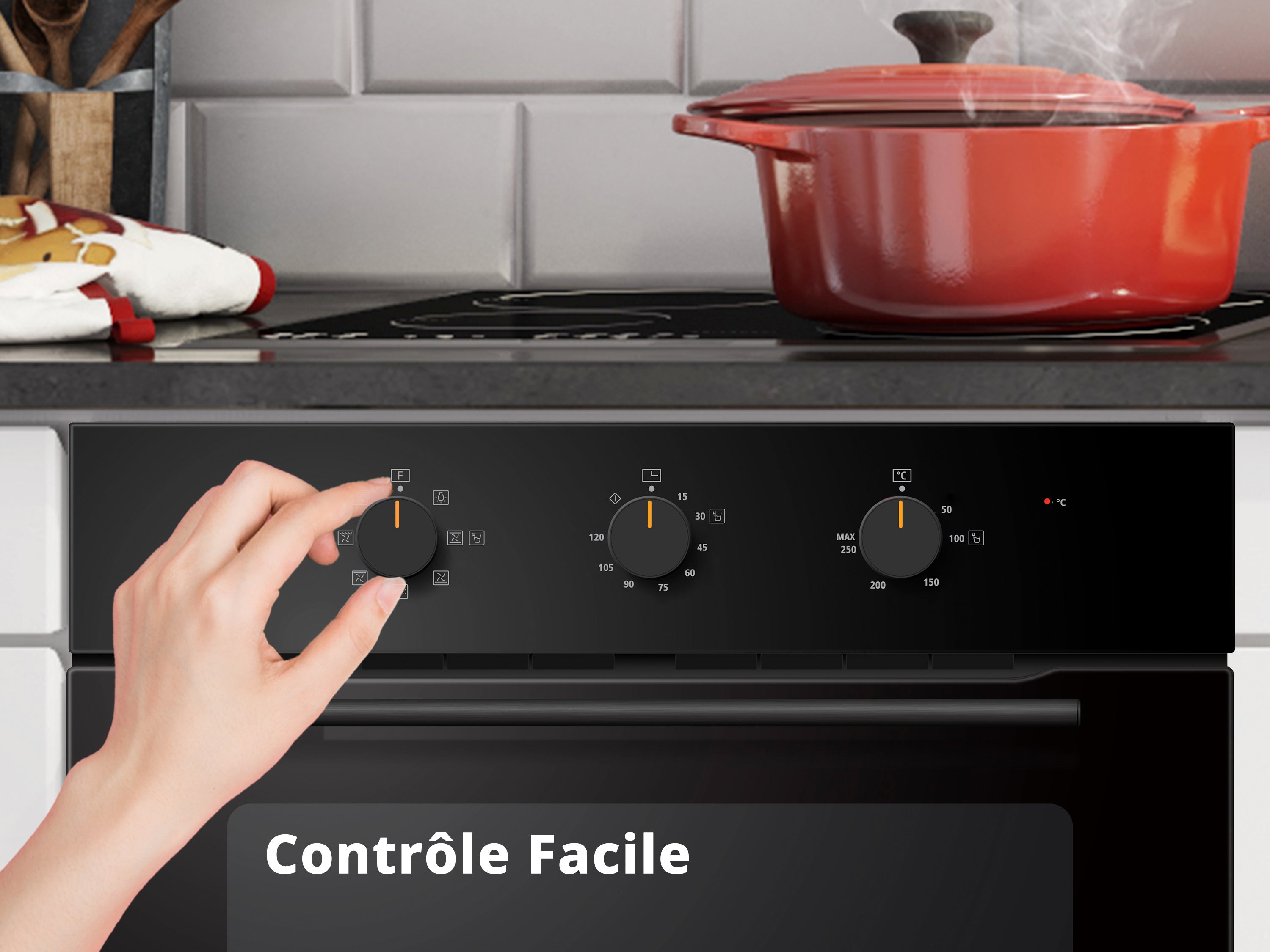 Four encastrable Friteuse à air chaud COMFEE CBO60M80M1-BK 60L Noir - 59,5 x 42,1 x 59,5 cm - Classe A - 6