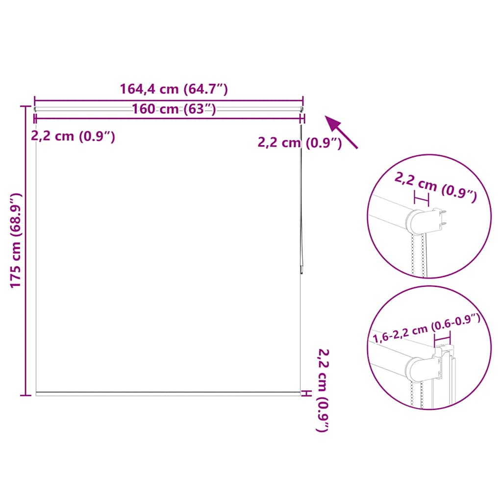 Tenda a Rullo Oscurante 160 x 175 cm Beige vidaXL - 3