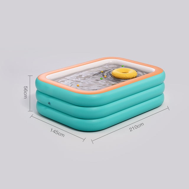 Ergocar Piscina Hinchable Exterior Con Tobogán Integrado – Rectangular, Verde, Para Niños Y Adultos – Fácil De Montar