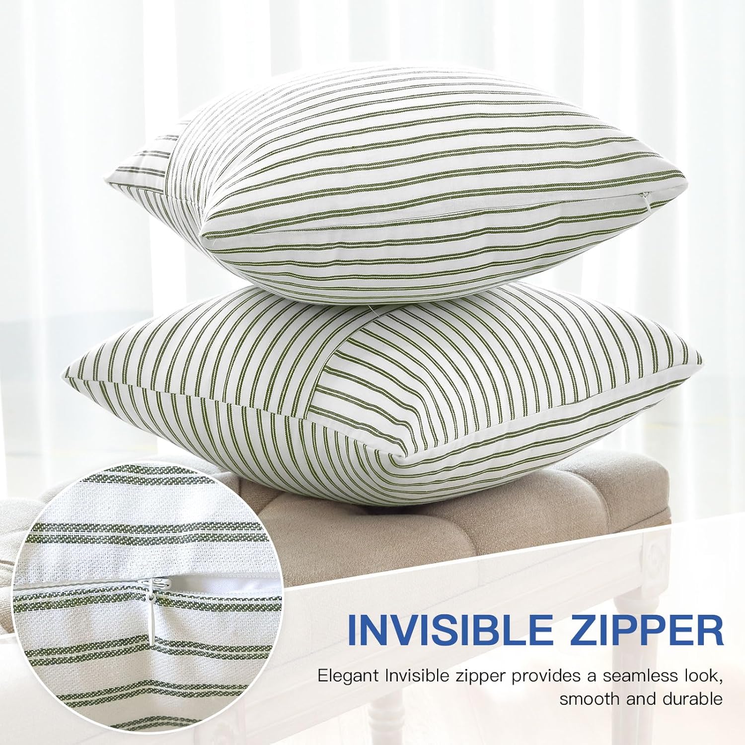 Lot de 2 Housses de Coussin Souples en Patchwork Rayé 45x45 cm Housses de Coussin Décoratives Modernes Carrées Housse de Coussin Décorative - 5