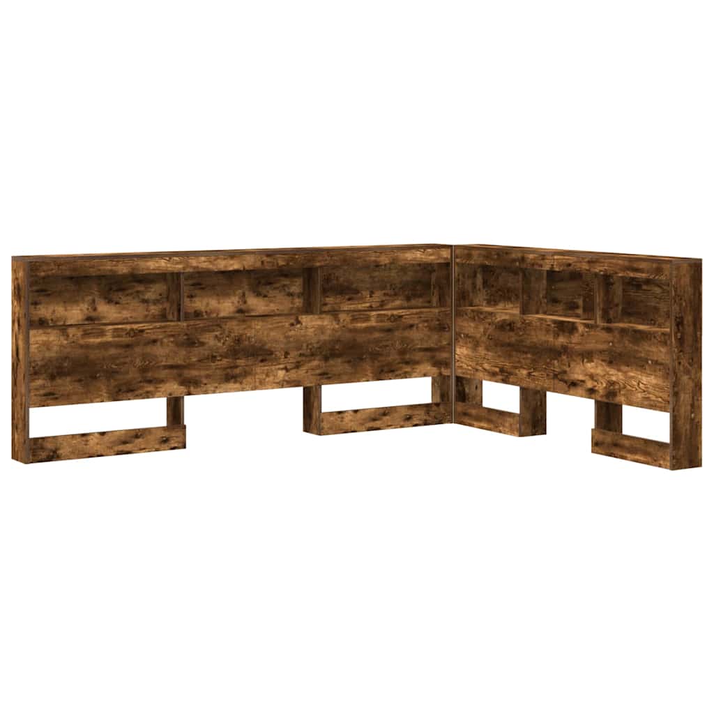 Tête De Lit Rangement Avec LED En Chêne Fumé 140 Cm - Bois D'ingénierie, Prises Intégrées | Pour Chambre Moderne, Rangement Pratique Et Ambiance Lumineuse - 4