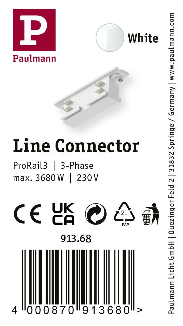 ProRail3 Connecteur Connecteur de ligne 94x32mm max. 3680W Blanc - 6