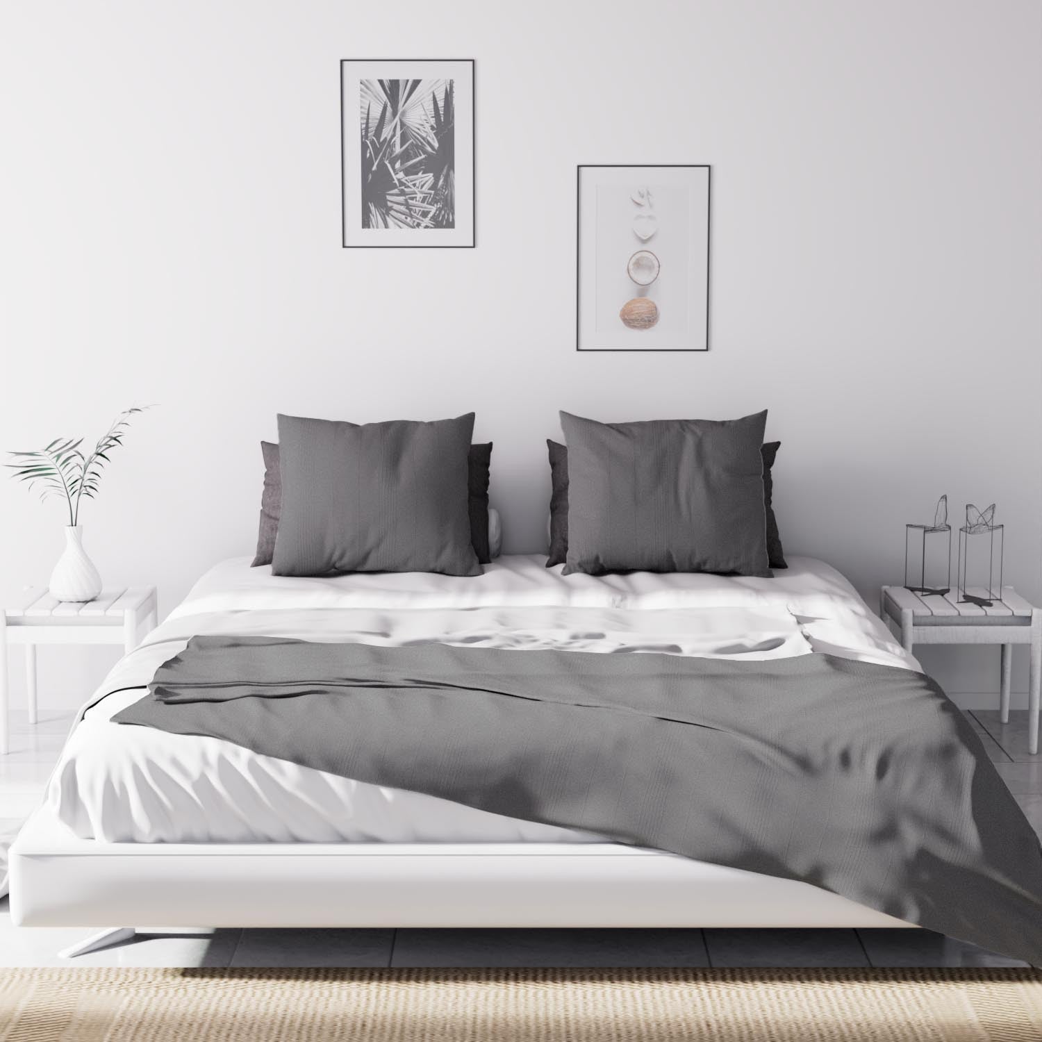 Jeté de lit Adèle gris 240x220 cm - 3