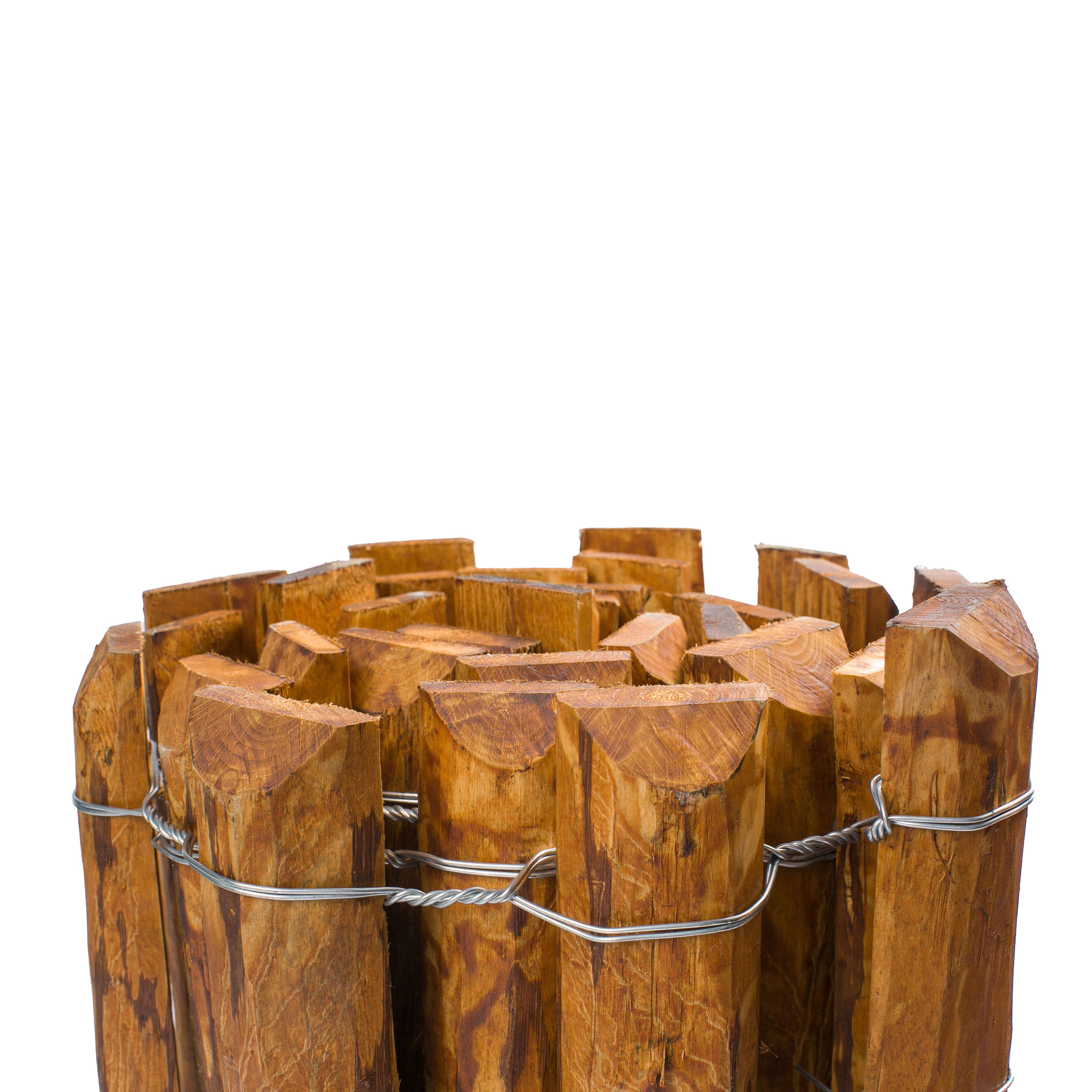 BOGATECO Bordure Enroulable en Noisetier Brun - Hauteur 35 cm - Longueur 300 cm - Demi-Palissade de Jardin Imprégnée à Planter - 7