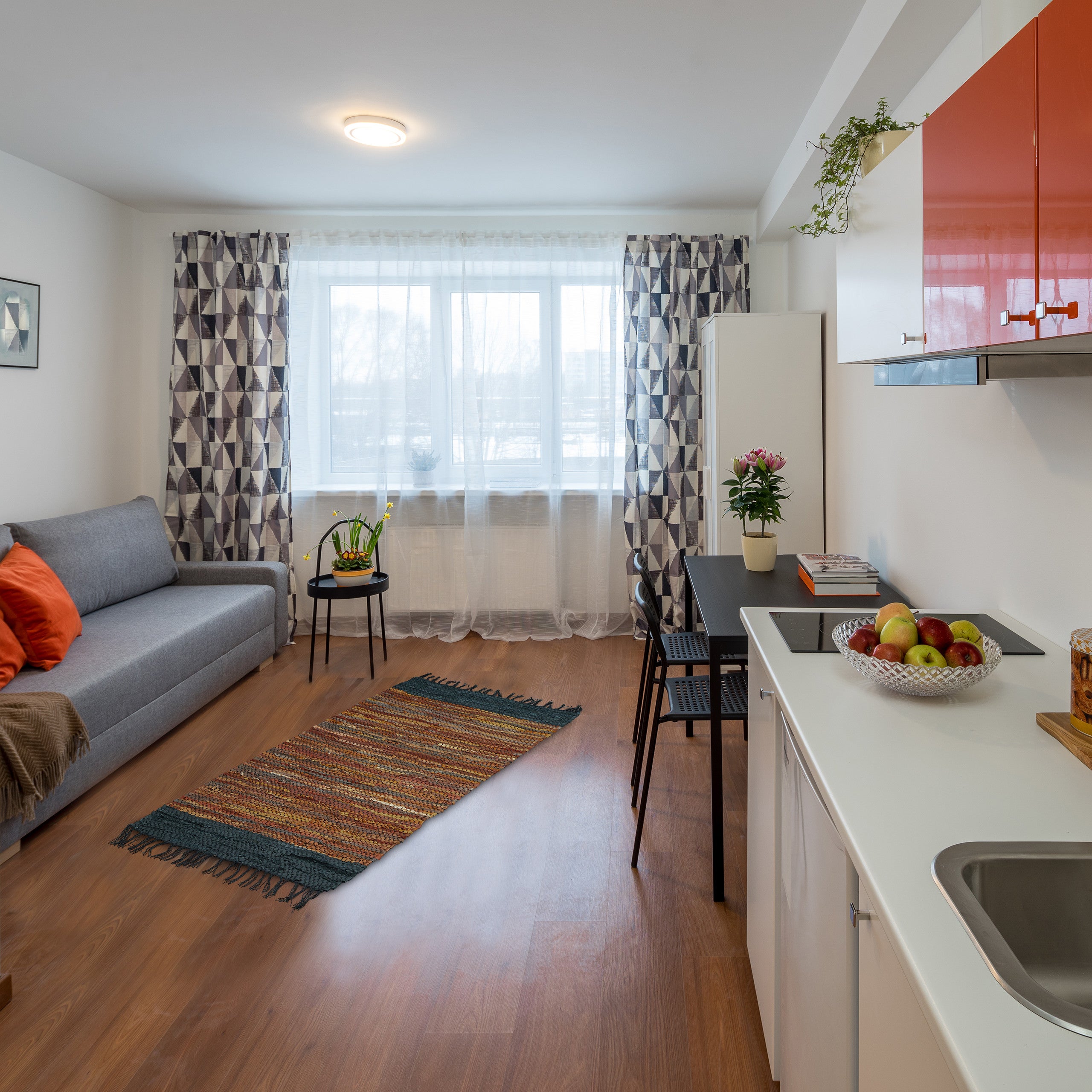 Tapis tissé, 70 x 140 cm, coton et cuir, descente de lit à franges, antidérapant, marron, Relaxdays - 2