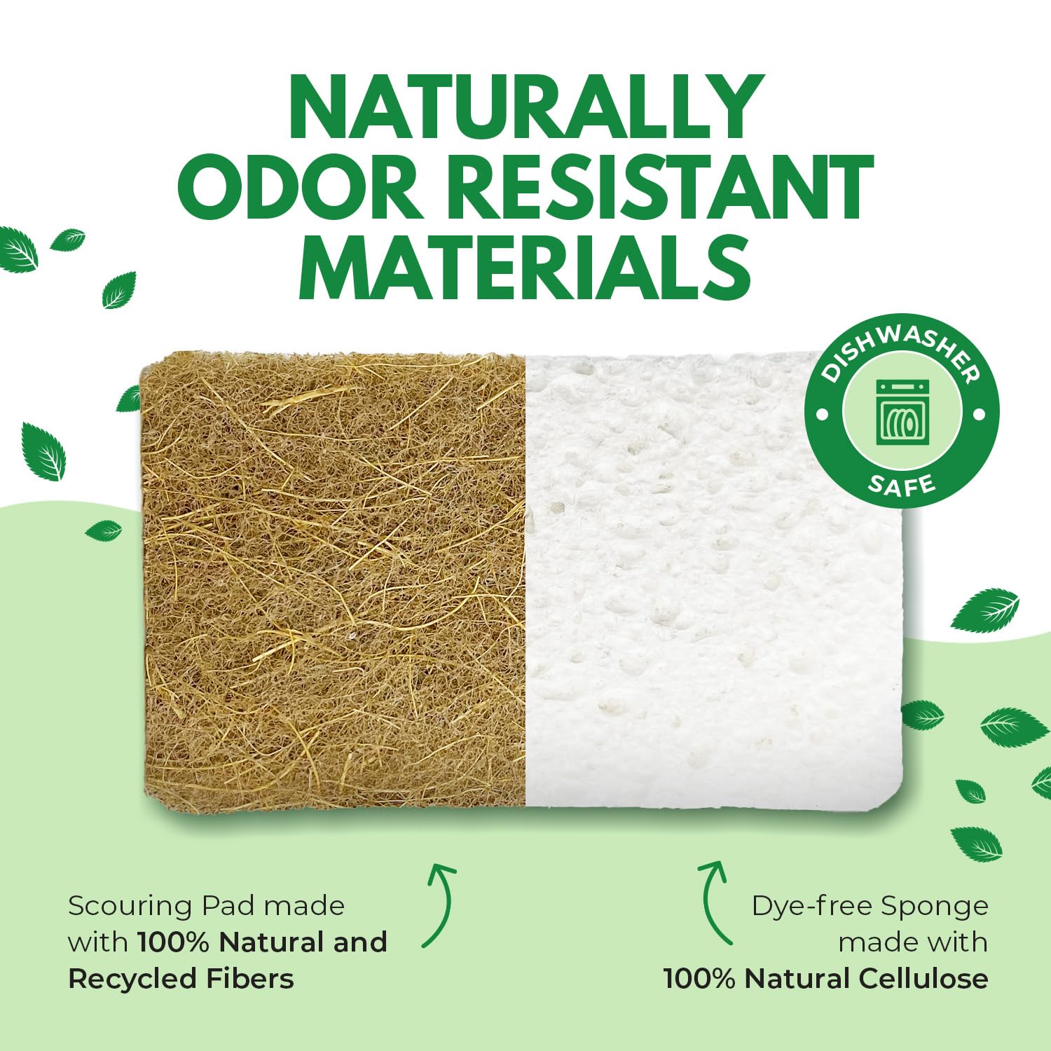 AIRNEX Spugne da cucina naturali biodegradabili, confezione da 6, in cellulosa e noce di cocco, spugne ecologiche per piatti - 3