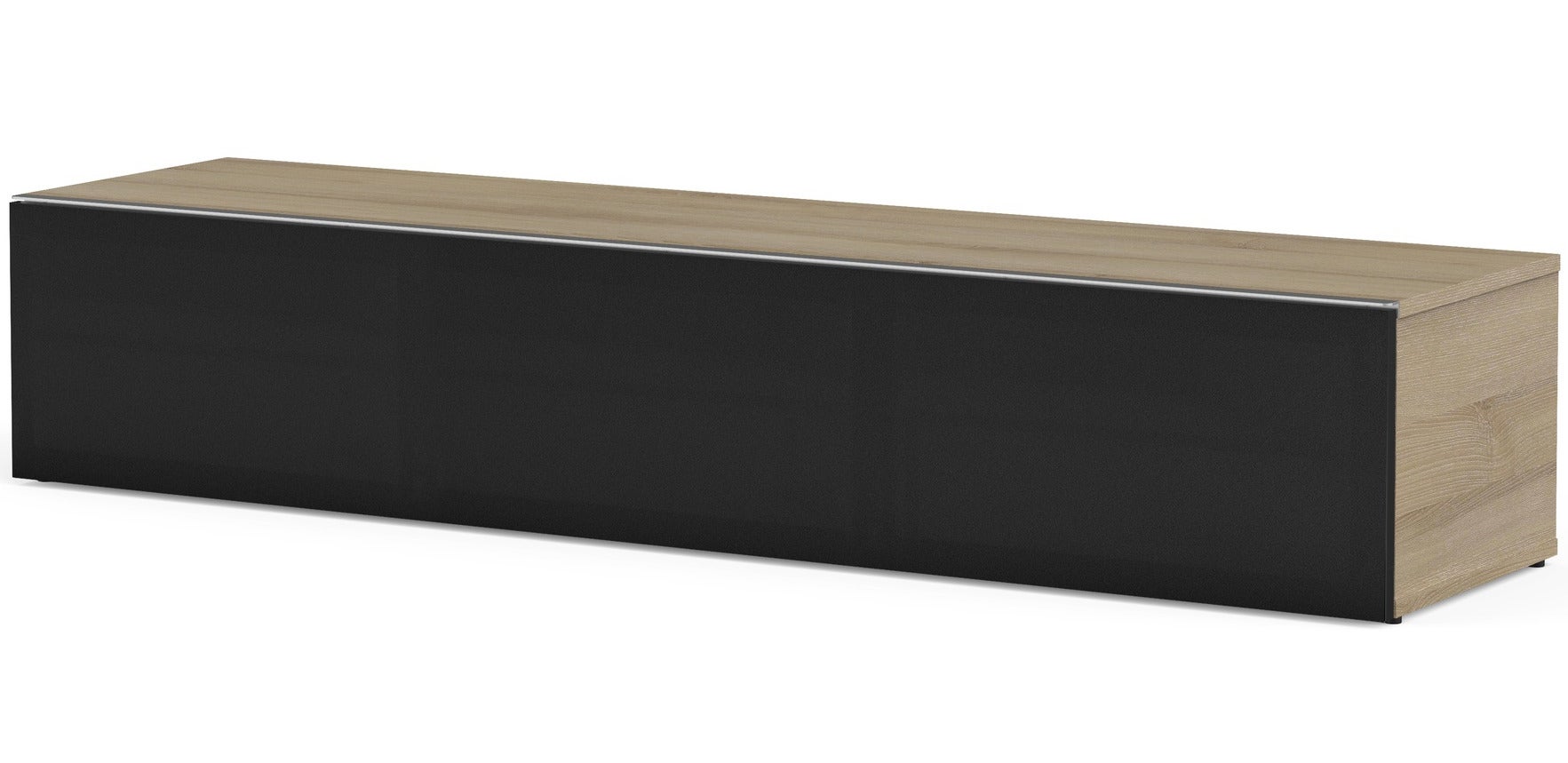 Meuble TV tissu acoustique noir et bois clair Houston 160cm Leroy Merlin