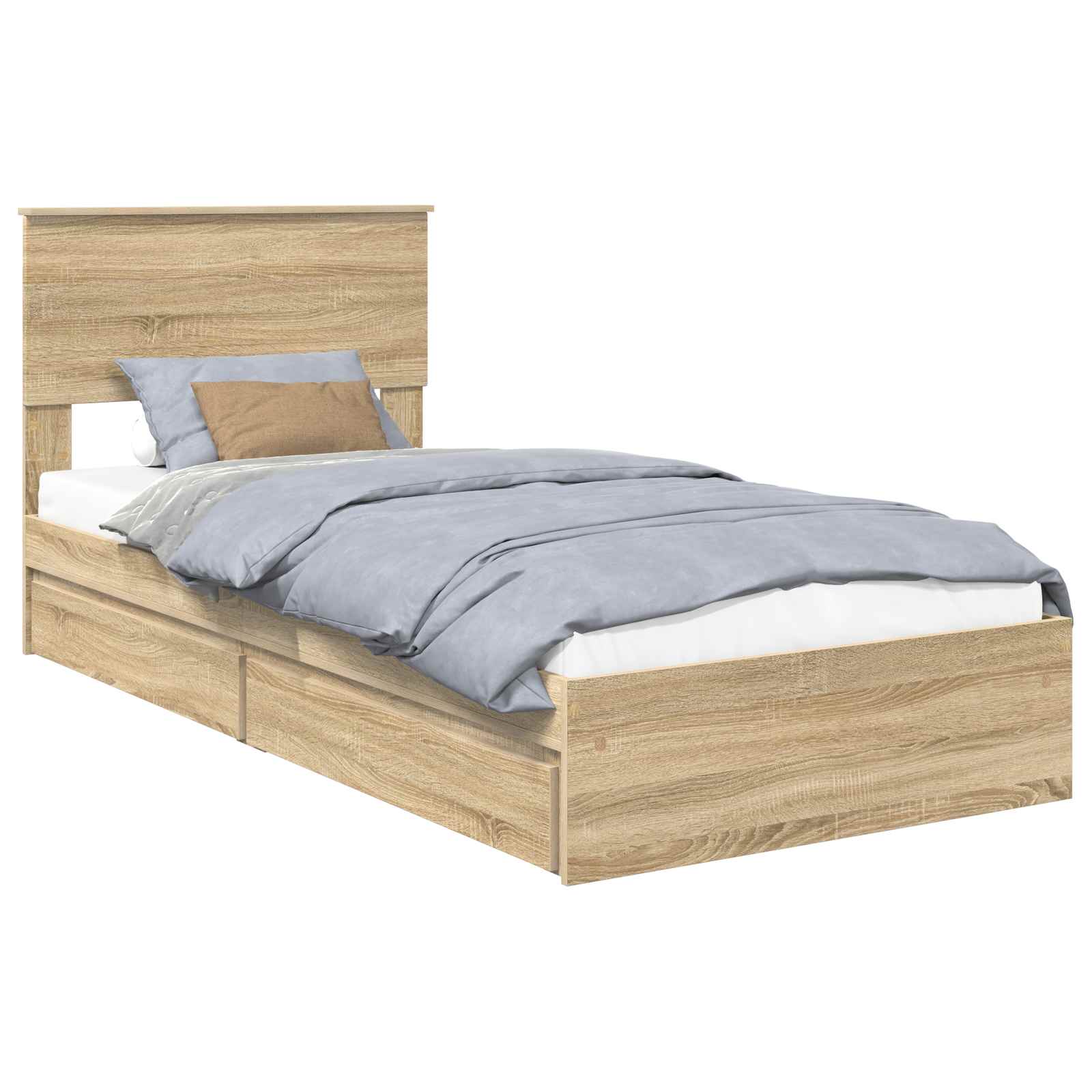 Lit de rangement chêne 75 x 190 cm panneau de bois - 2