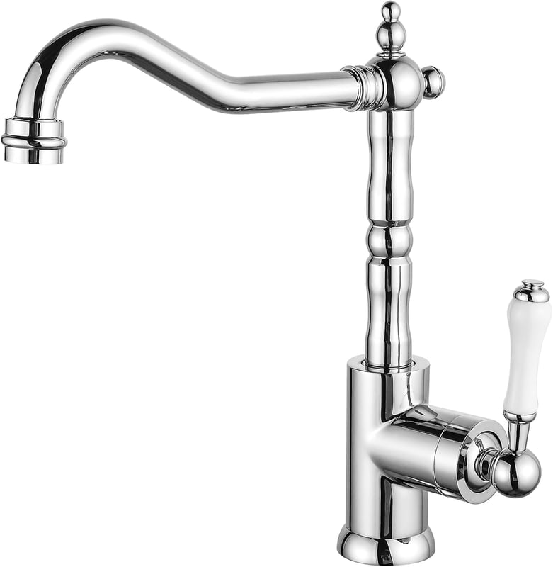 Stary kran kuchenny, bateria mieszaczowa, obrotowy kran do umywalki łazienkowej, jednouchwytowy, mosiężny, ocynkowany