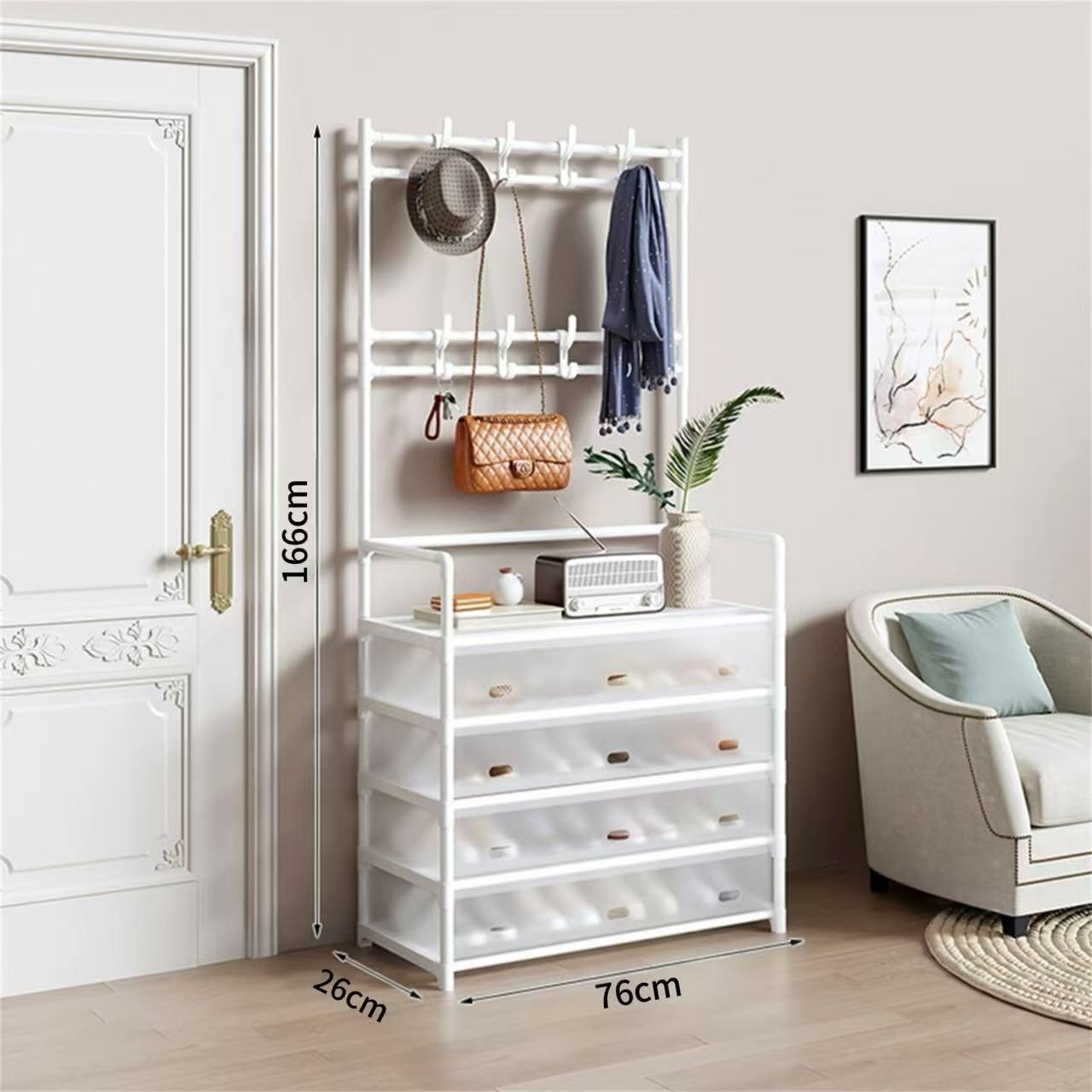 Qwinern  Perchero De 5 Capas Con Zapatero, Adecuado Para Pasillo, Dormitorio, Perchero Y Zapatero Con Ganchos. , Leroy Merlin