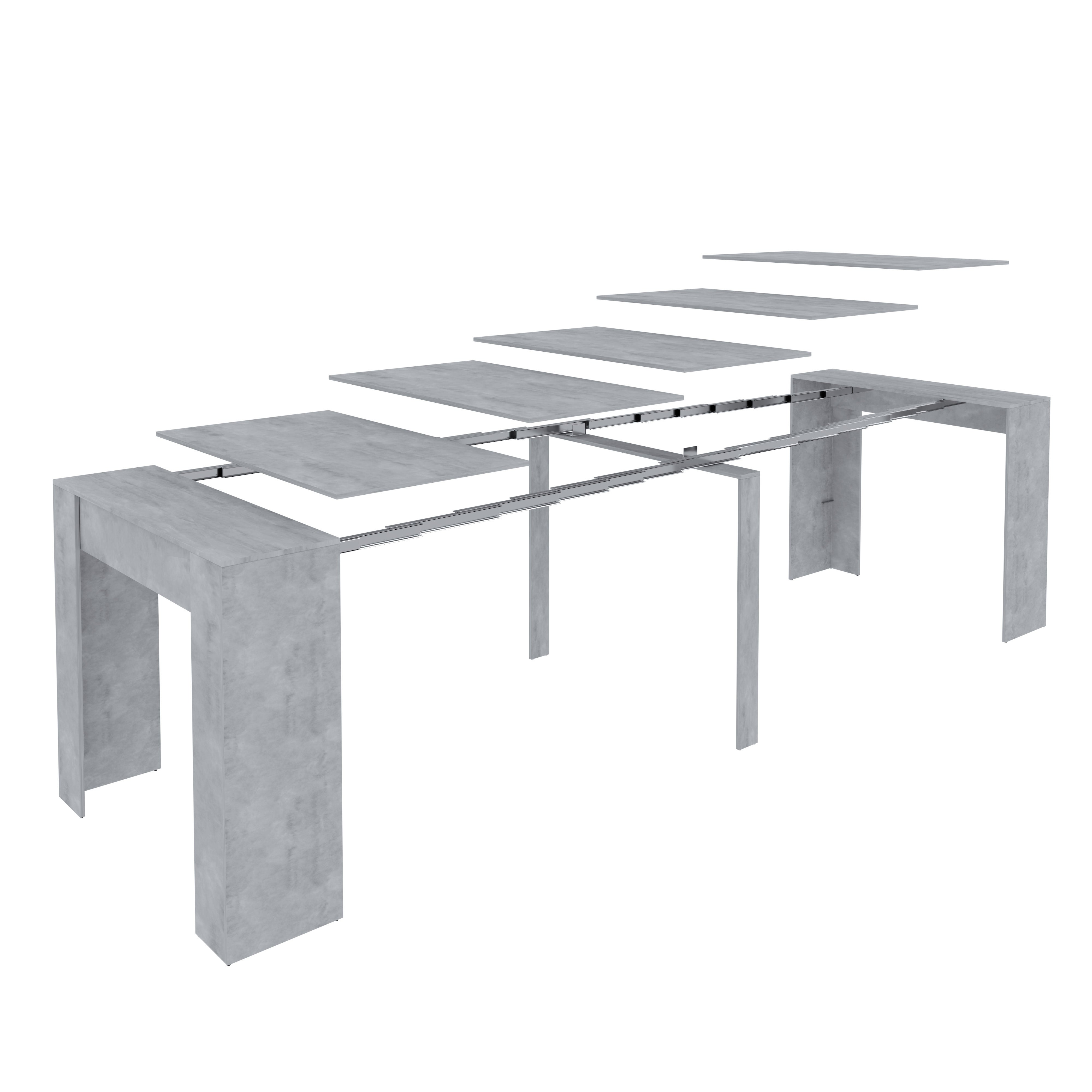 Tavolo allungabile consolle fino a 3 metri 14 posti salvaspazio multiposizione grigio cemento - 6