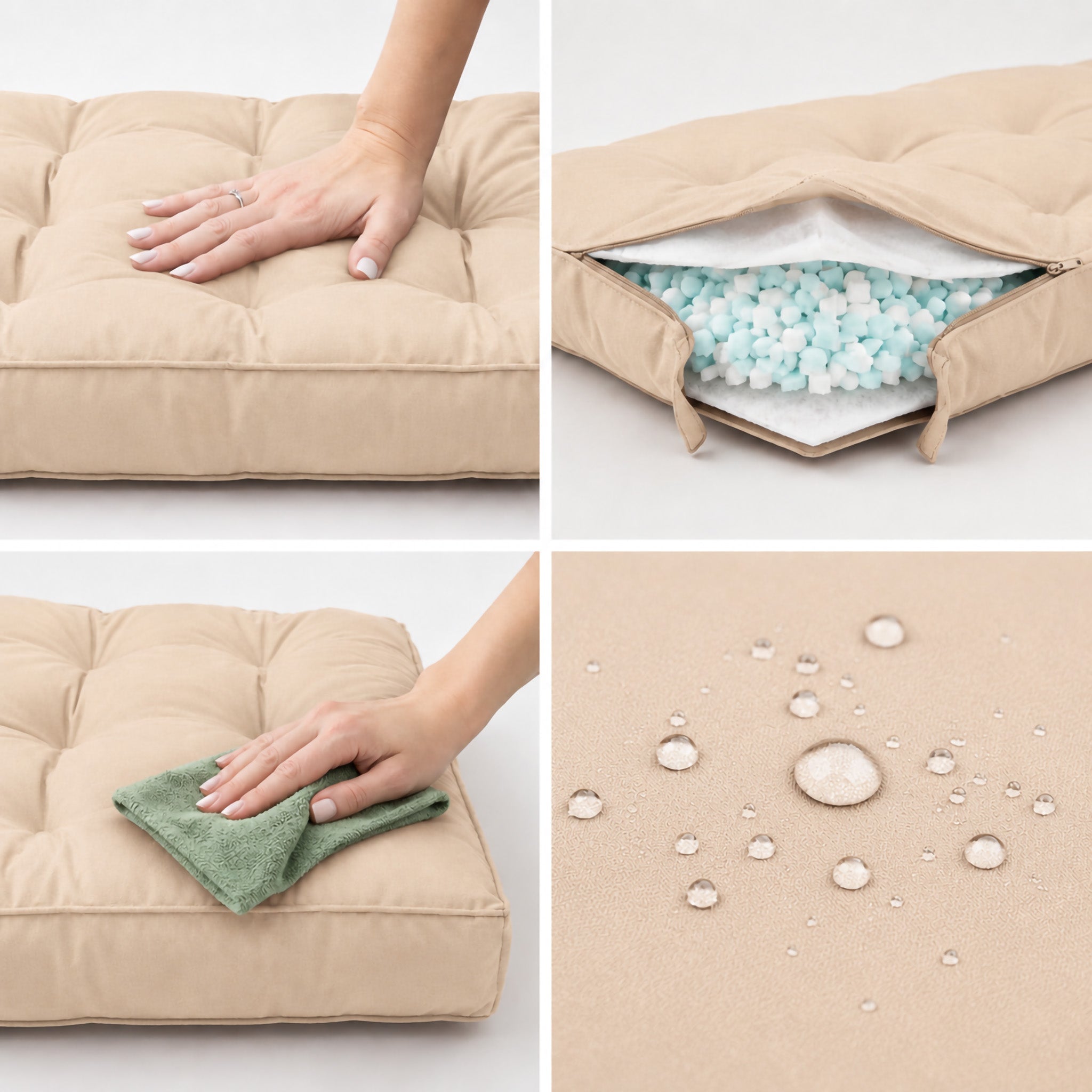Coussins pour salon de jardin capitonné 100x50cm Beige - 4