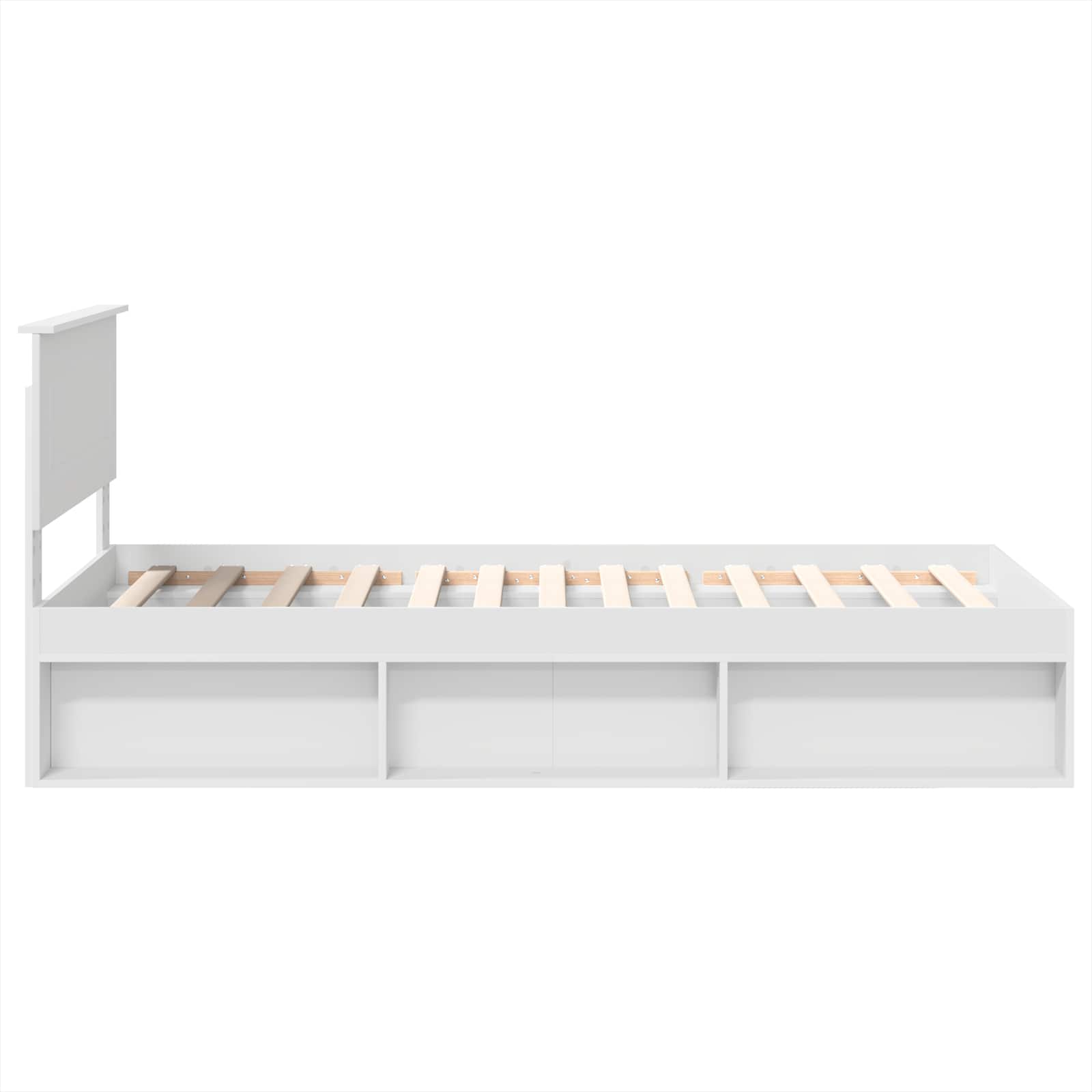Cadre de lit blanc en panneau de bois pour la chambre, 90 × 190 cm - 8