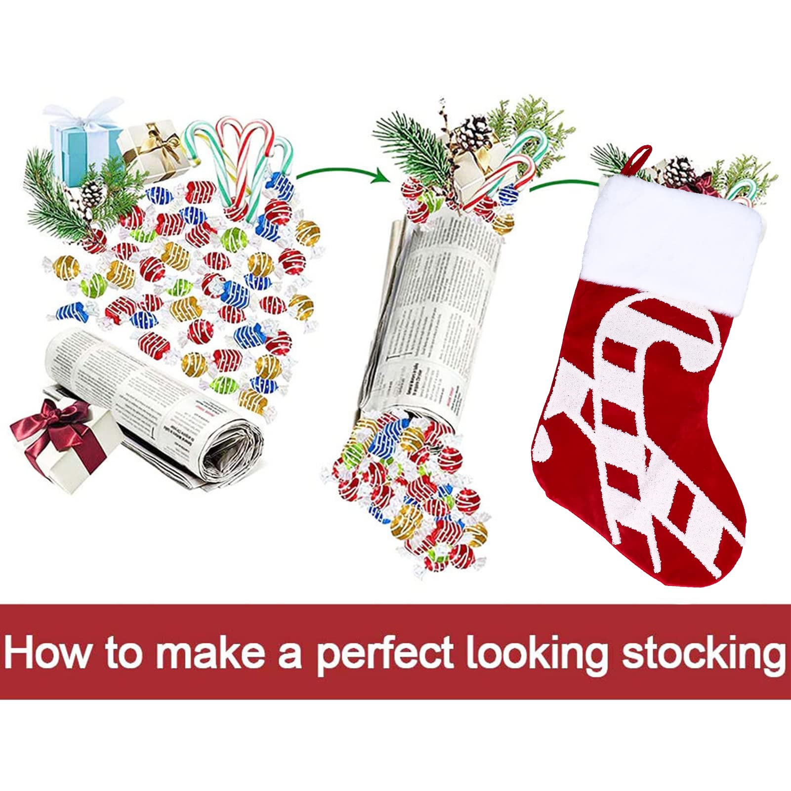 Meias de Natal de 18 polegadas, decorações de meias de Natal Papai Noel - 2