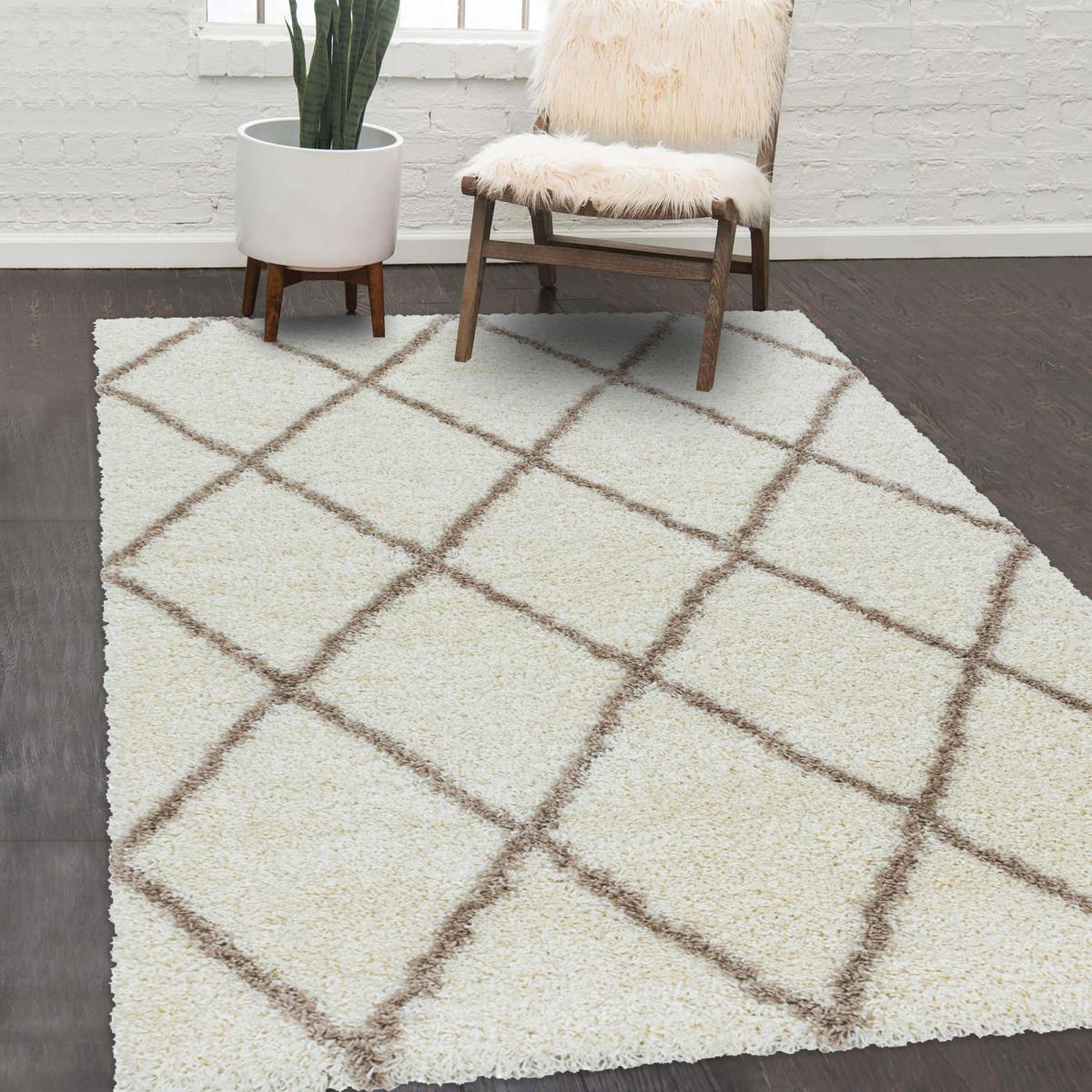 Tapis Classique avec Ribs - TEPPICH-TRAUM - 120 x 170 cm - Blanc - Moderne - Rectangulaire - Maison
