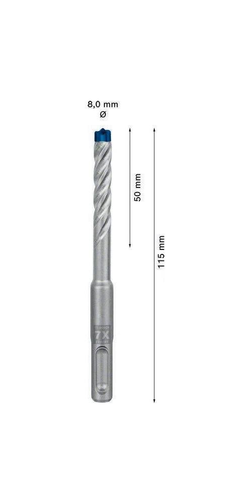 Forets Béton BOSCH Professional SDS-Plus-7X Expert pour perforateur - Ø 8 mm 50 / 115 mm - 5