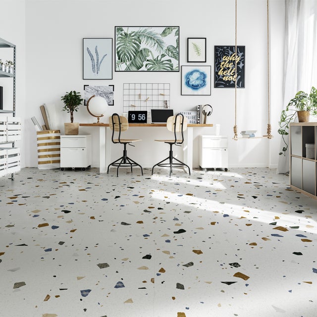 Carrelage effet Terrazzo Confetti Blanc 60x60 cm - Réflex Boutique