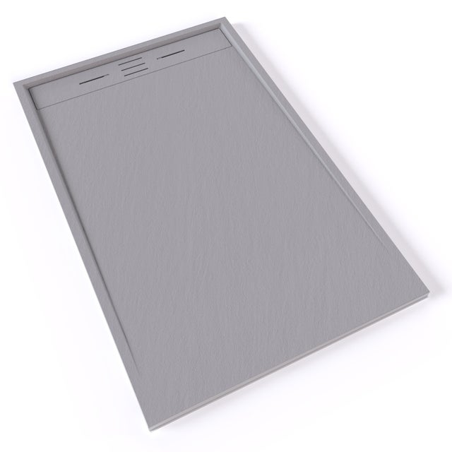 HIEMAL Receveur de douche 90 x 140 cm résine Gris aspect ardoise + bonde incluse - Salle de bain