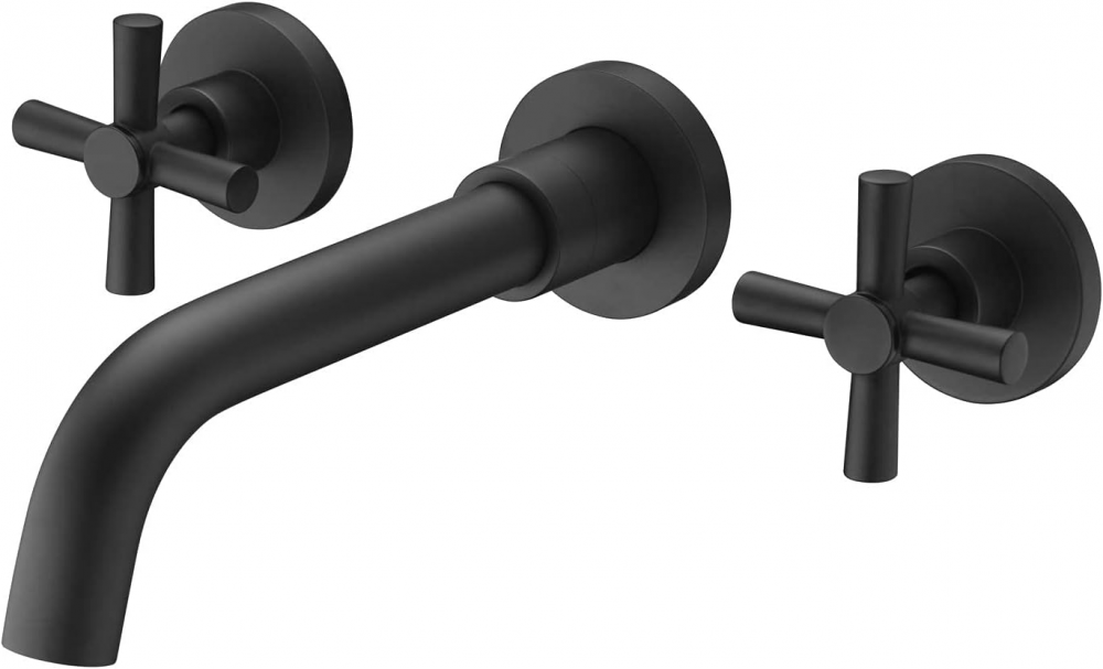 Bateria umywalkowa w całości miedziana, bateria umywalkowa ścienna do wody zimnej i ciepłej, czarna