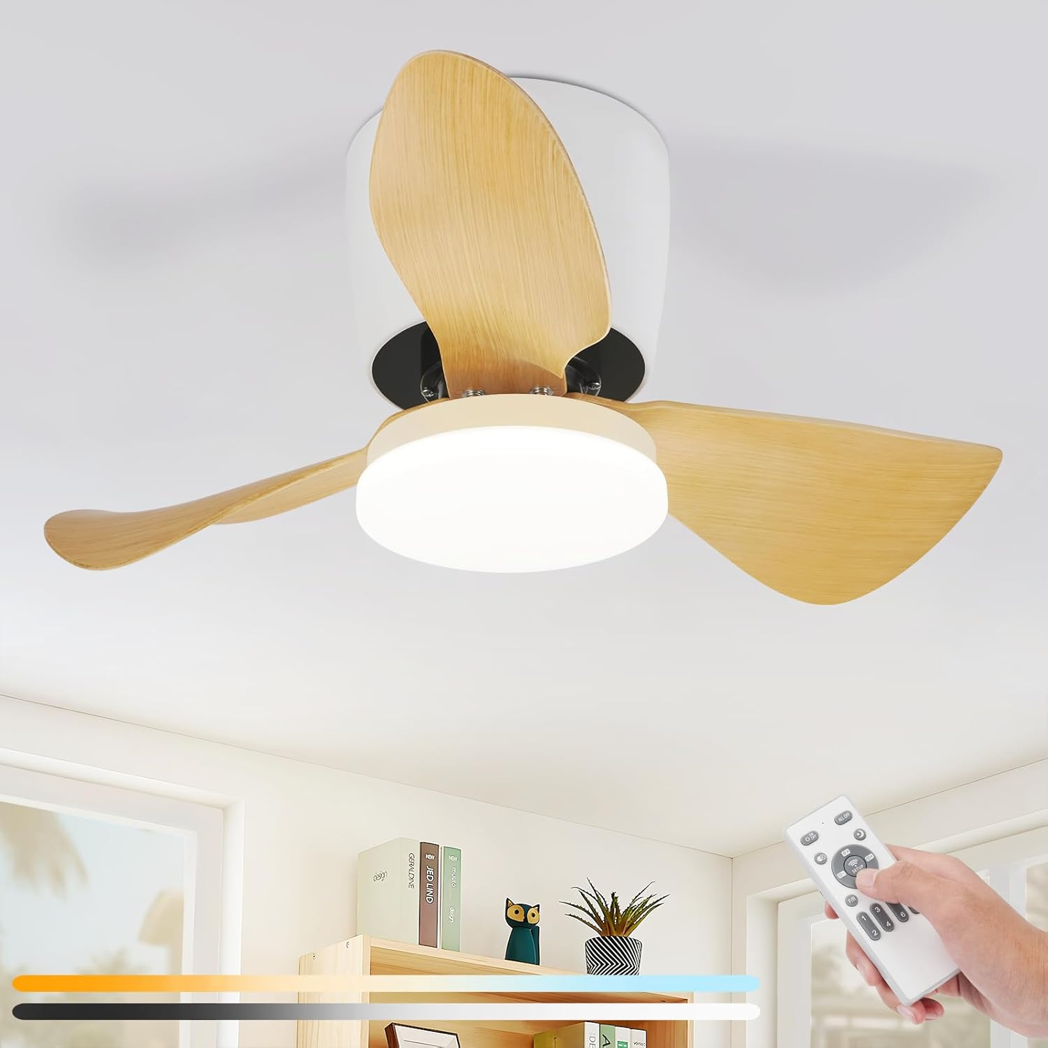 Ventilatore Da Soffitto Moderno Con Luce LED - Telecomando E APP, 6 Velocit&agrave;, Reversibile, Dimmerabile
