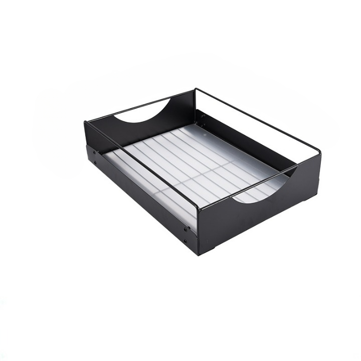 Kuchenna półka do przechowywania, kosz na jednej szynie do szafki, wysuwana półka pod zlew, czarna, 40,1*30,2*11,5 cm