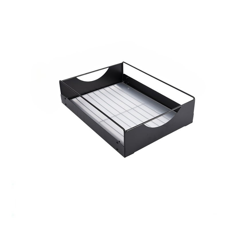 Kuchenna półka do przechowywania, kosz na jednej szynie do szafki, wysuwana półka pod zlew, czarna, 40,1*30,2*11,5 cm