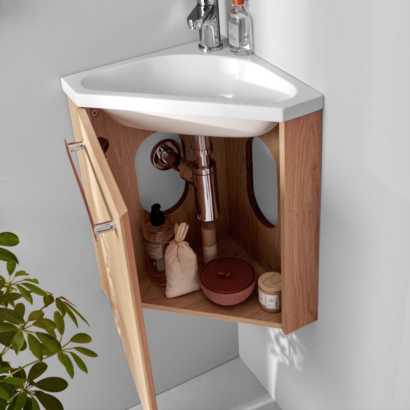 Meuble lave-mains SKINO + robinet chromé - 5