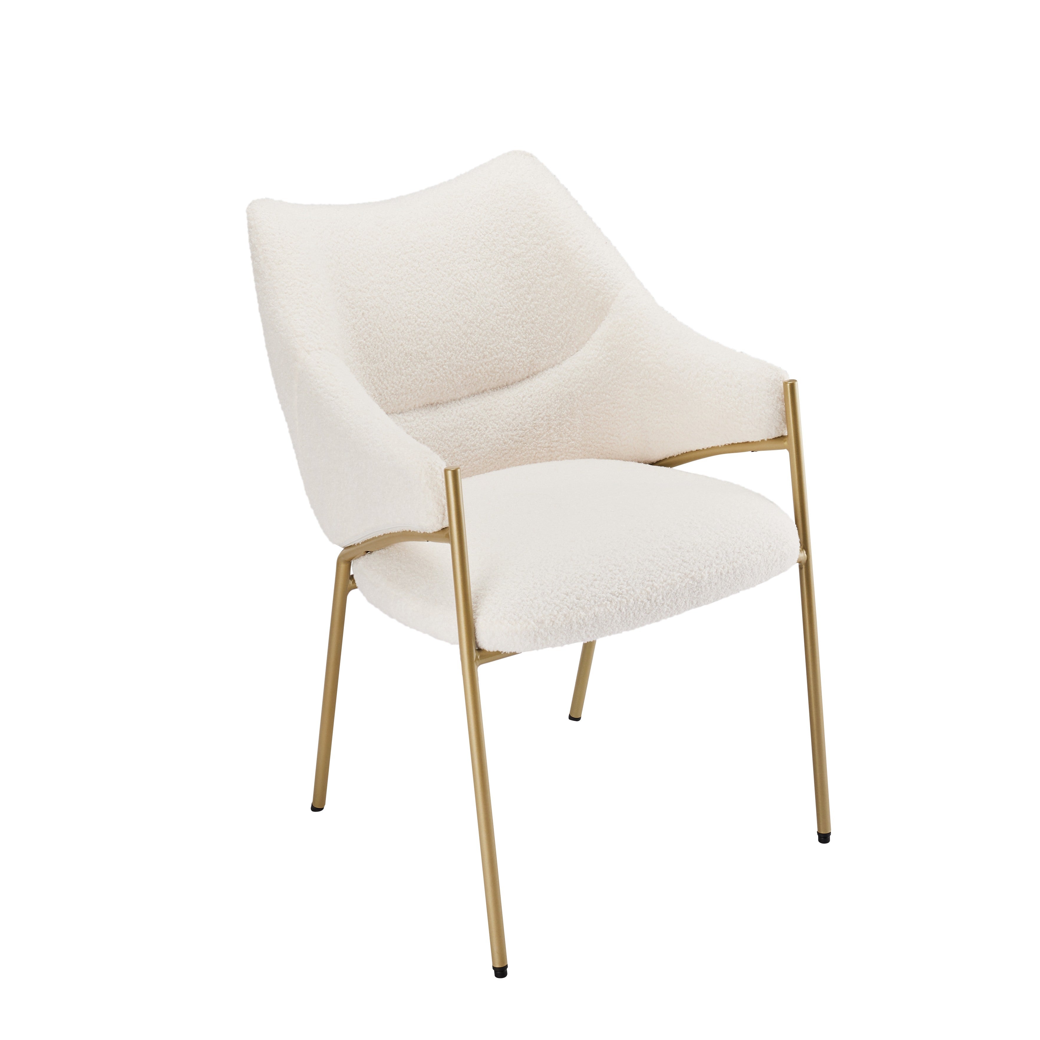 1 Chaise de salle à manger avec accoudoirs - tissu en sherpa - style moderne - Beige - 5