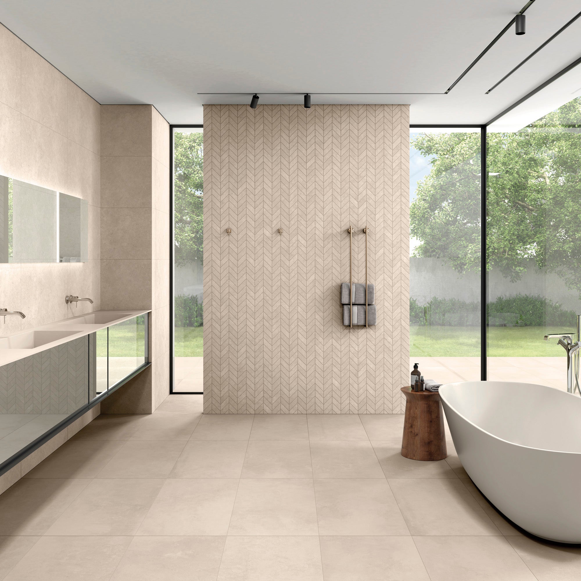Grès cérame - FLOW - CEMENT SAND - Anti dérapant - 59,2x29,5x0,85cm ...