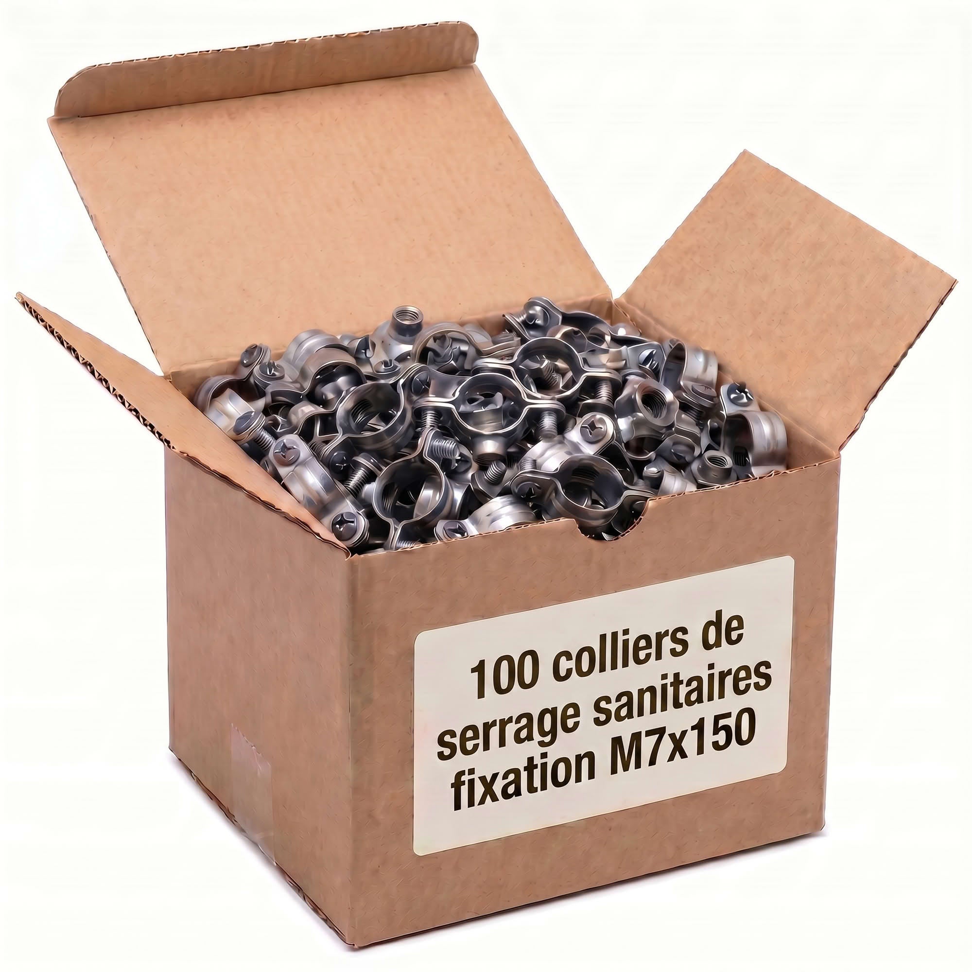100 colliers simples sanitaires - 7x150 mm - Diamètre 24 mm - 2