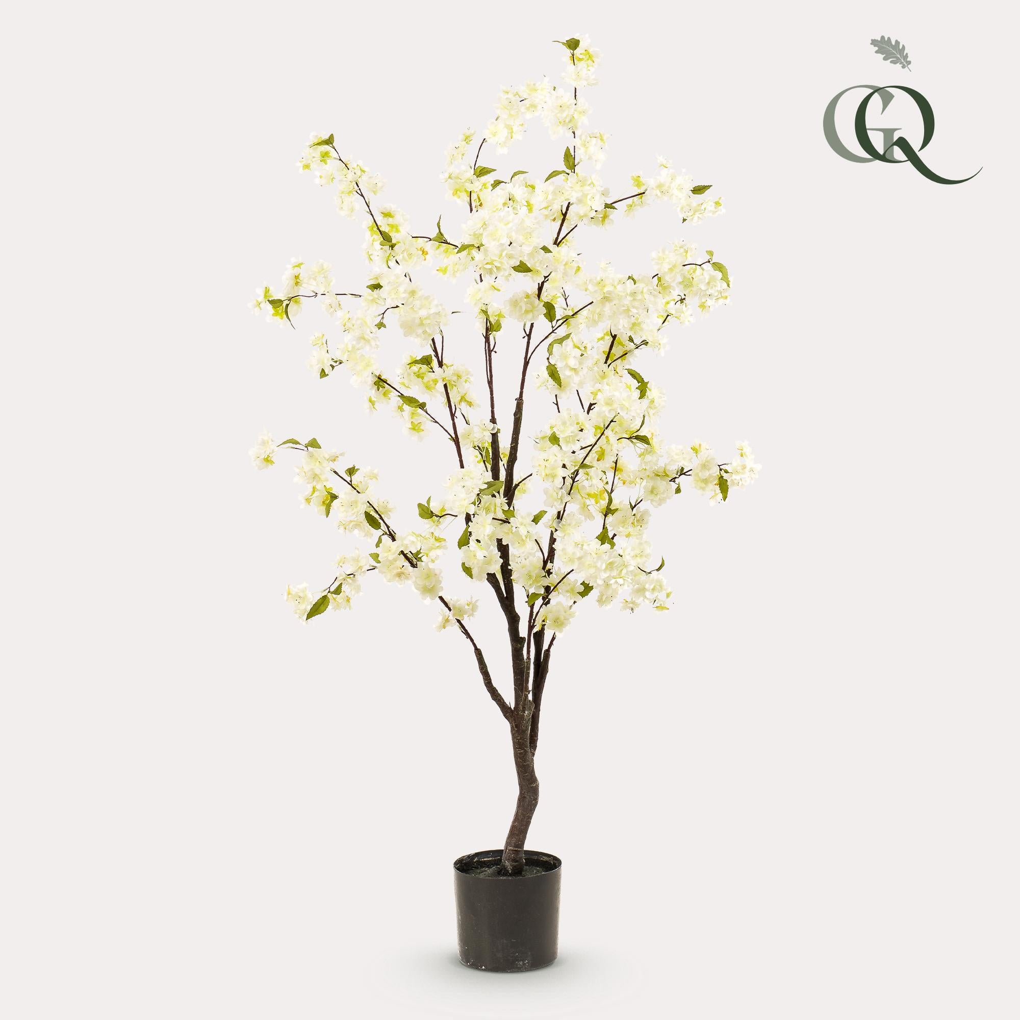 Sztuczny Prunus biały – Kwiat wiśni 135 cm – Realistyczna roślina dekoracyjna
